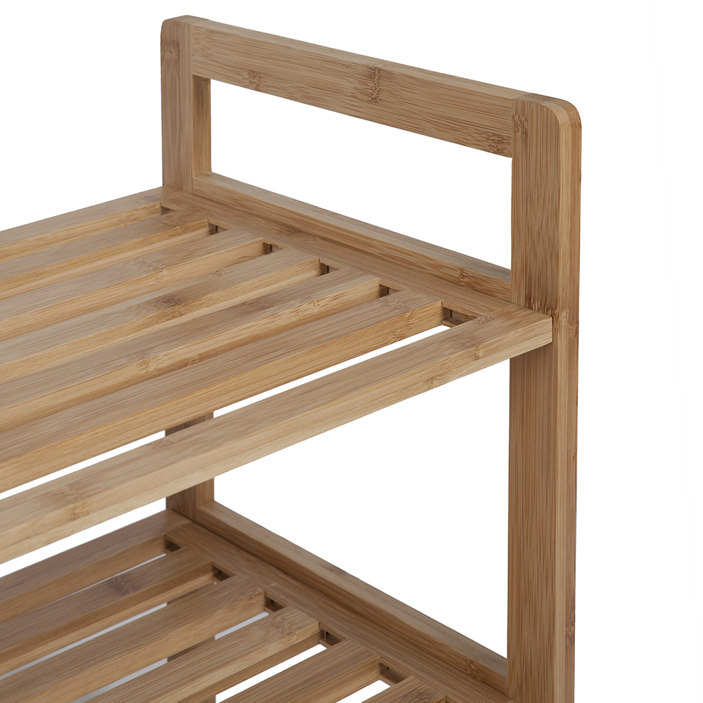 Zapatero con 2 estantes de bamb&uacute; 70x26x40cm