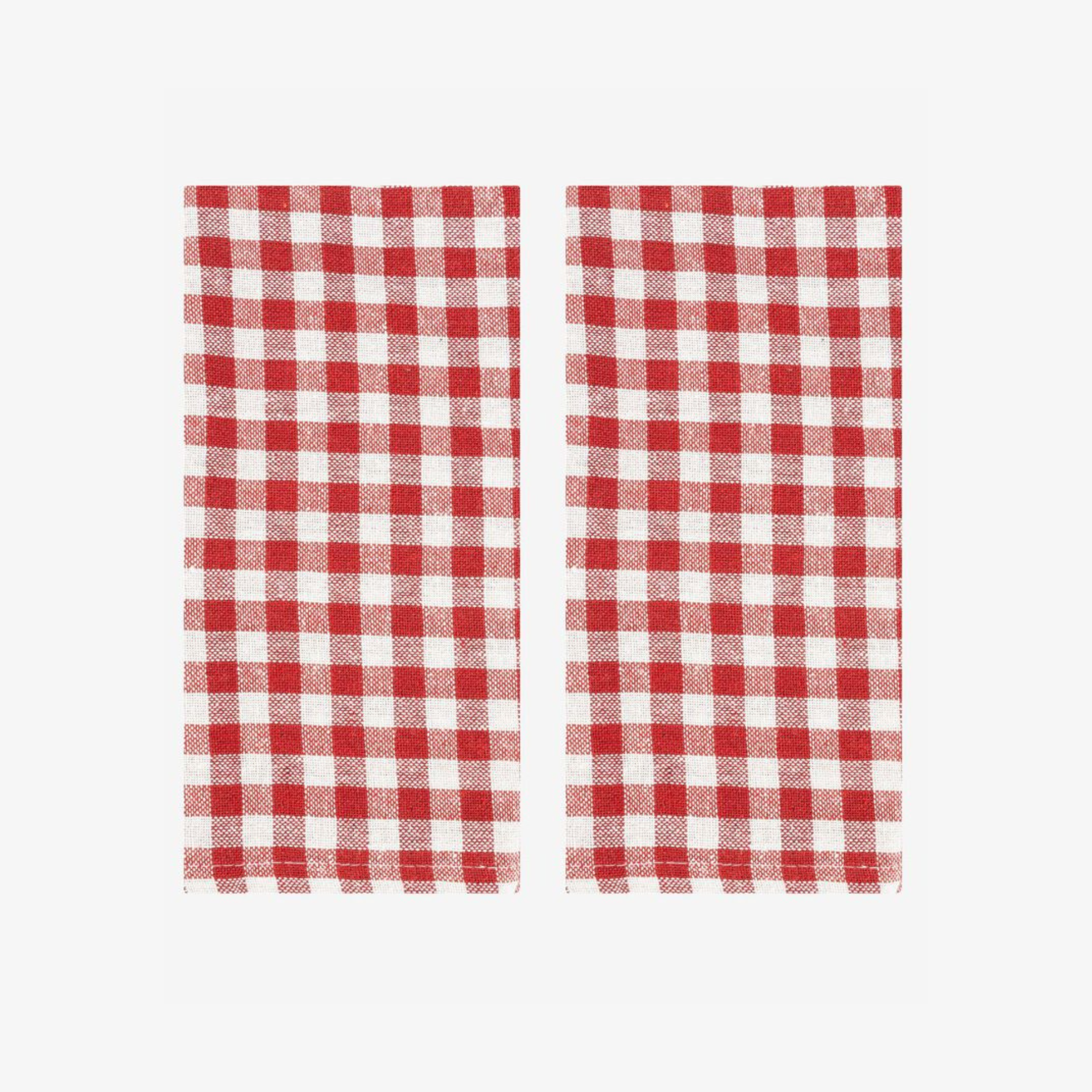 Set de 2 servilletas de algod&oacute;n rojo Vichy43x43cm