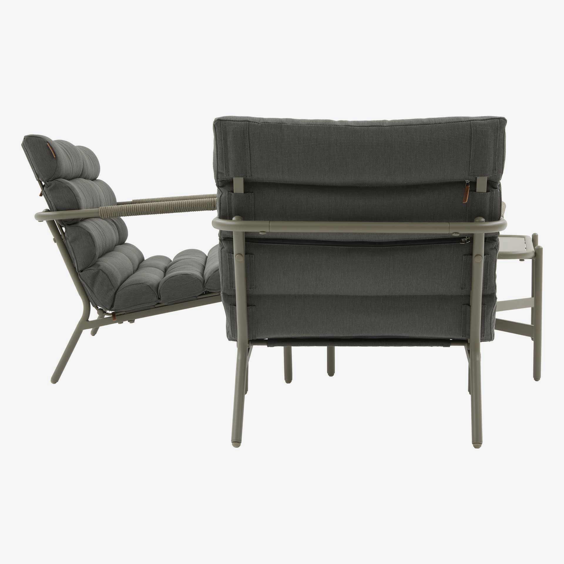 Conjunto de jard&iacute;n para 4 personas de acero cafe Solani