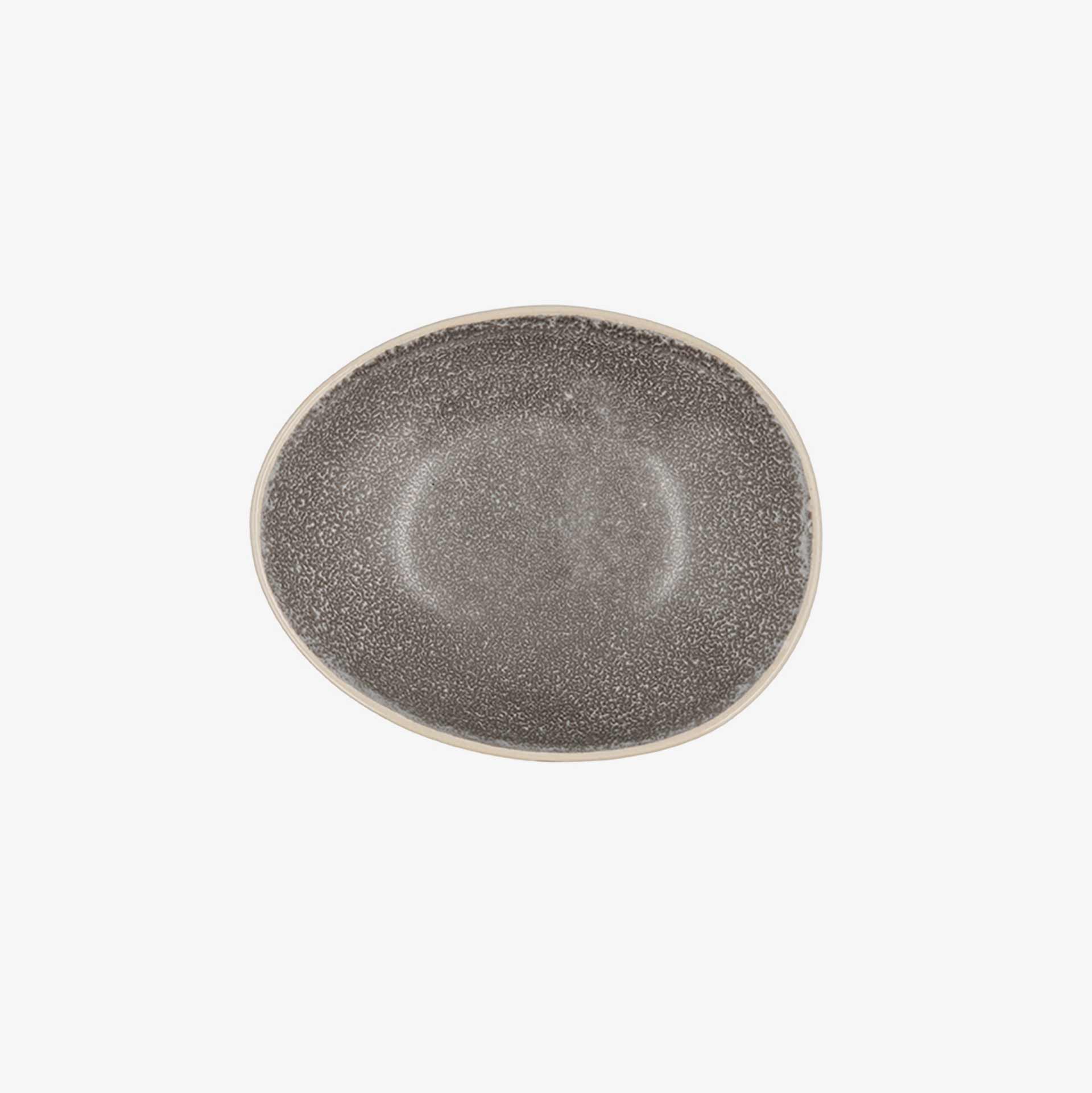 Bol oval de gres gris Gio 15x12x4cm