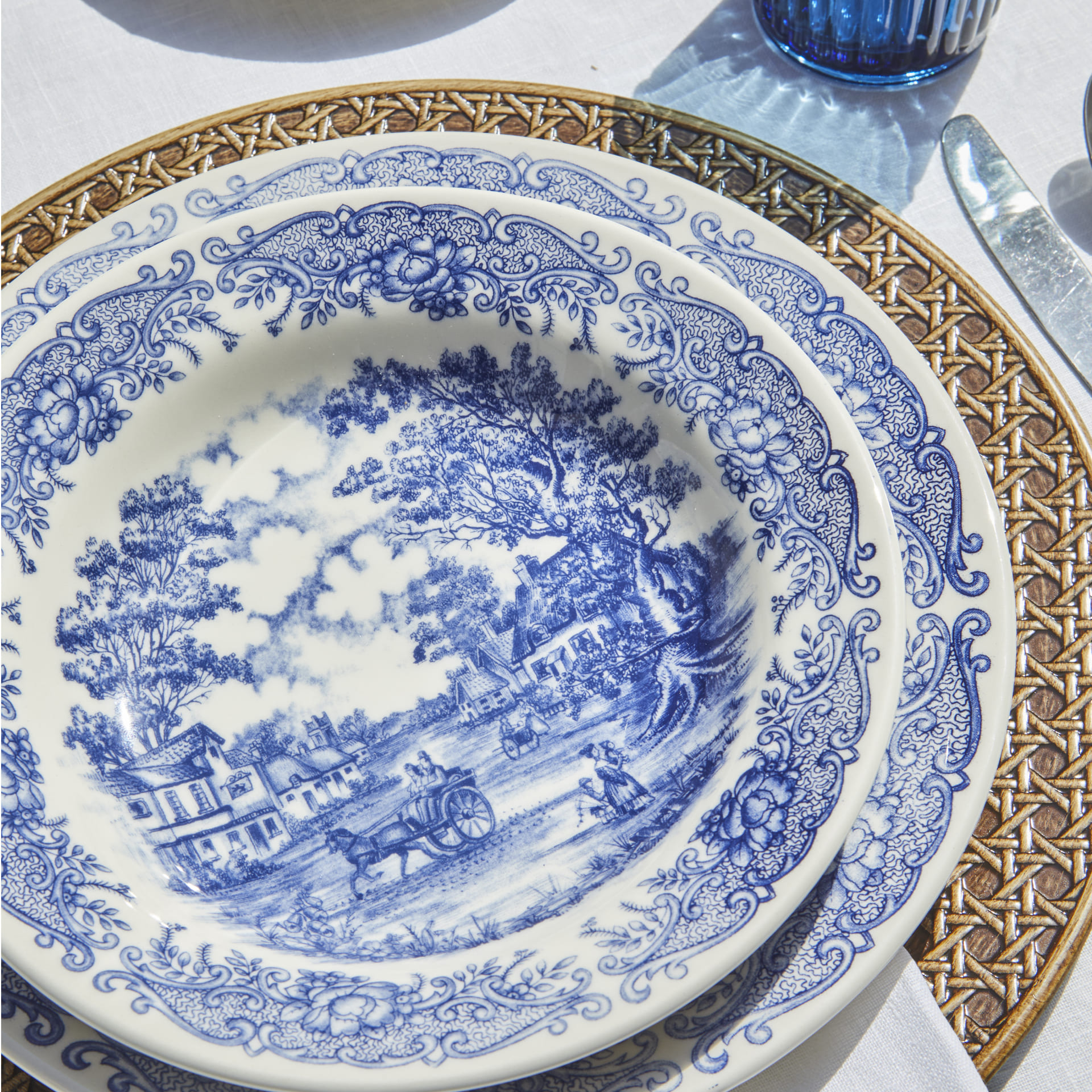Vajilla de porcelana 18 piezas de gres azul England