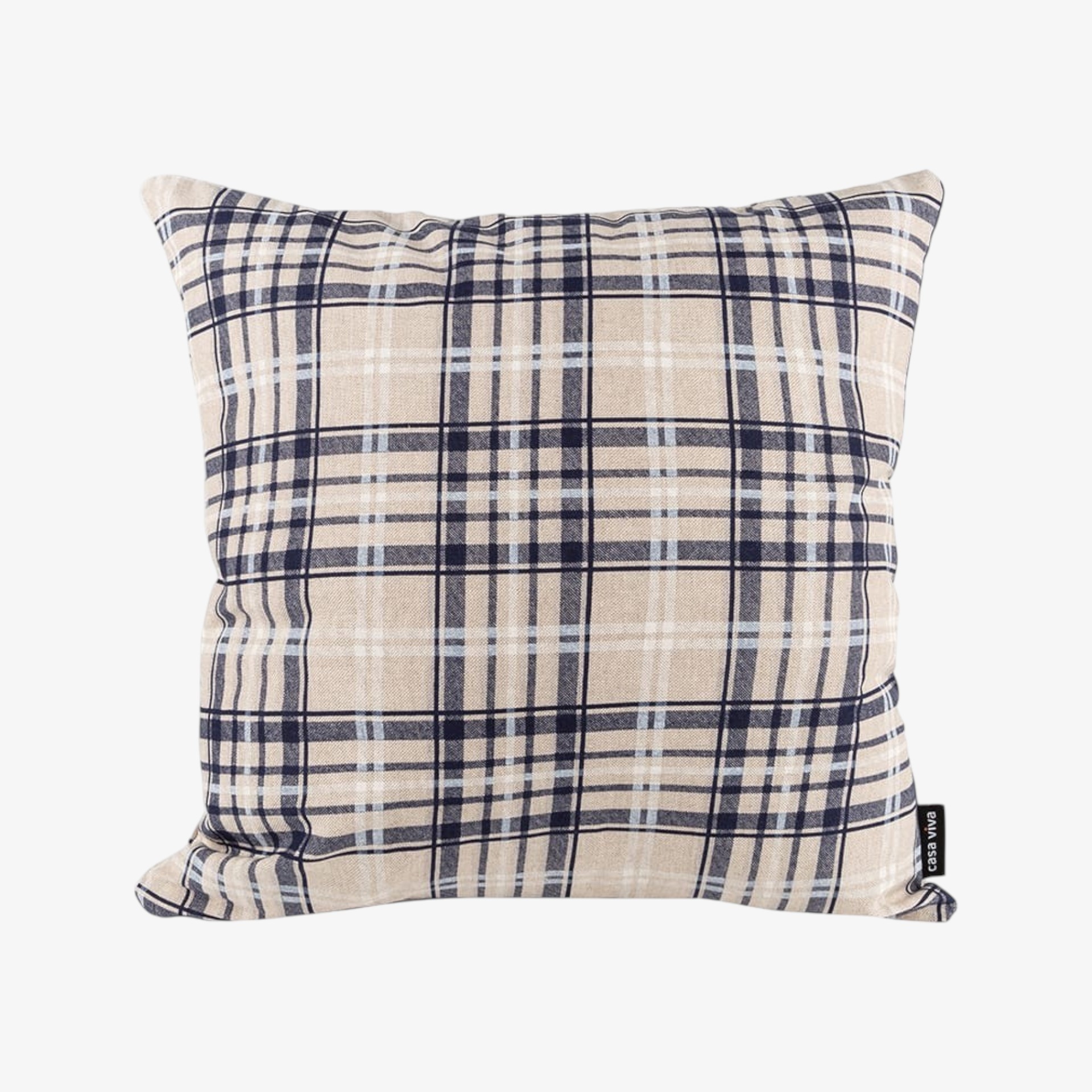 Funda de cojín de cuadros azul Uxue 45x45cm