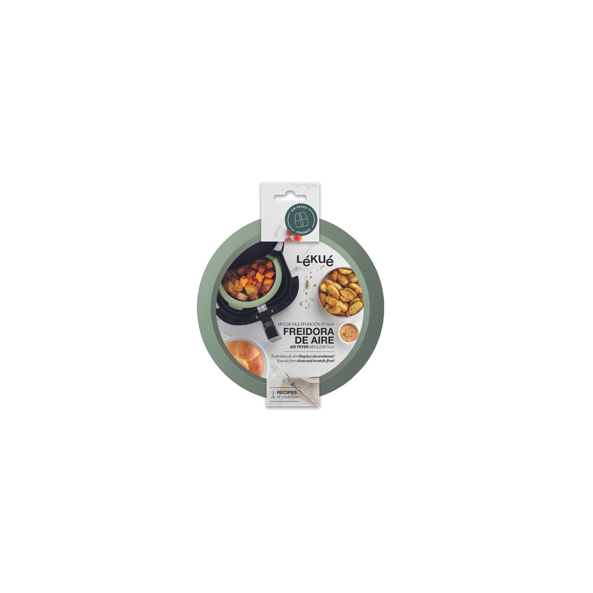 Cesta para freidora aire silicona verde Ø15cm