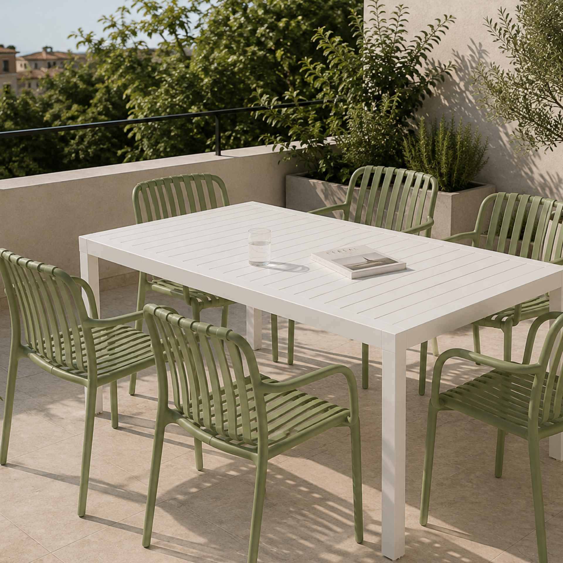 Silla de jard&iacute;n apilable de polipropileno verde Happel 59x55x81cm