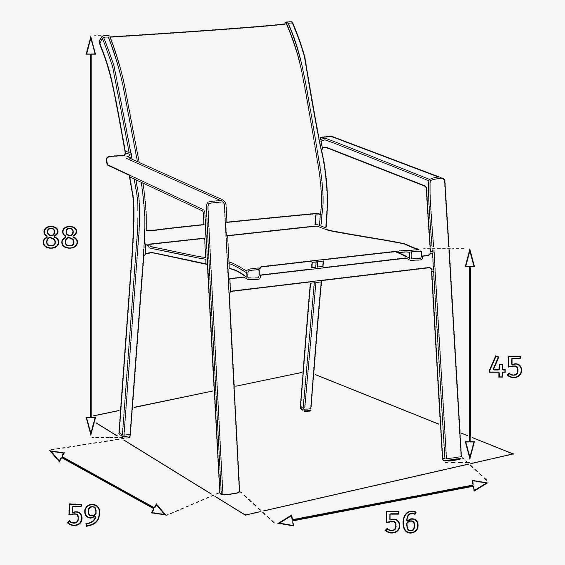 Silla de jard&iacute;n apilable de aluminio crema Essor 56x63x88cm