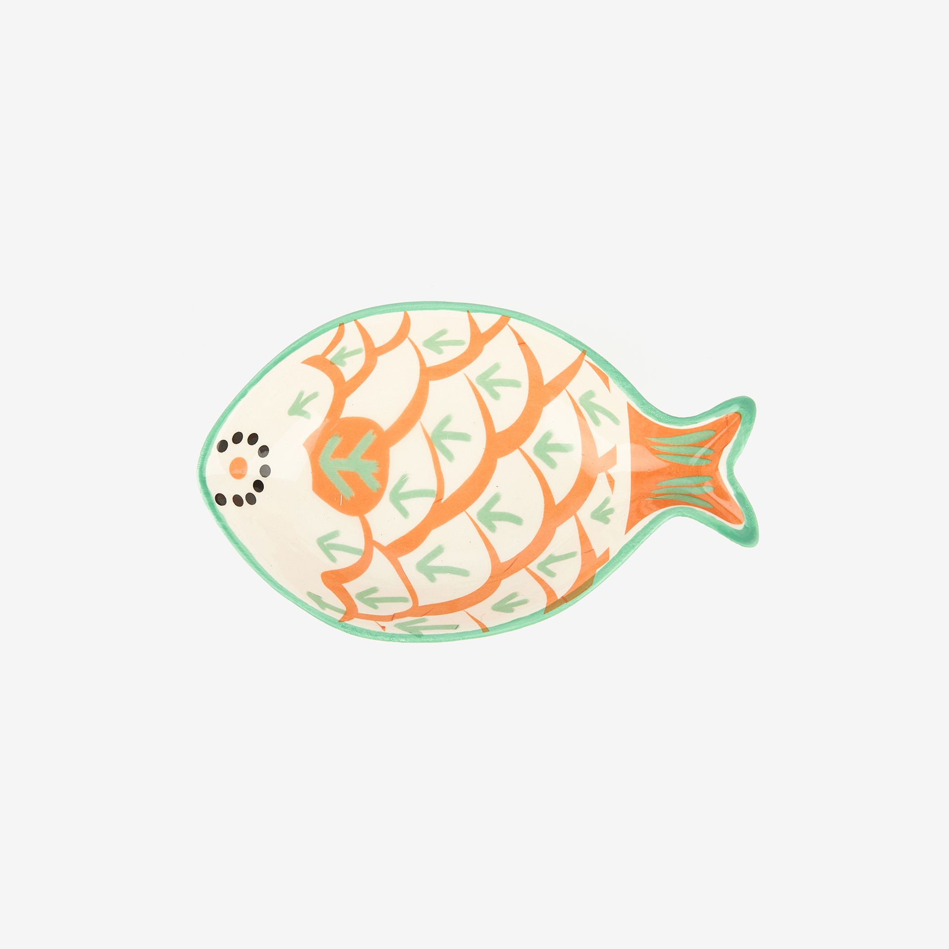 Bol de cerámica naranja Pez 14x9cm