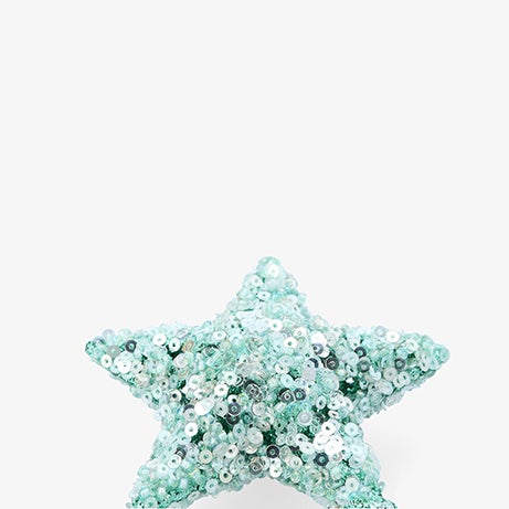 Bola de Navidad estrella de lentejuelas azul 7cm