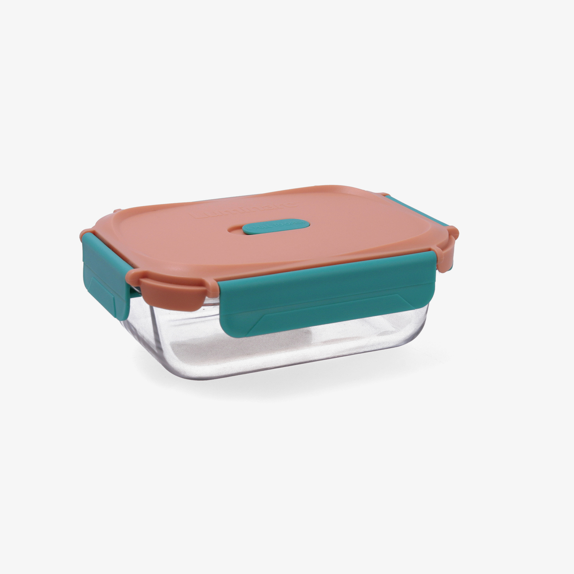 Recipiente herm&eacute;tico rectangular naranja de vidrio Move box 0,65L