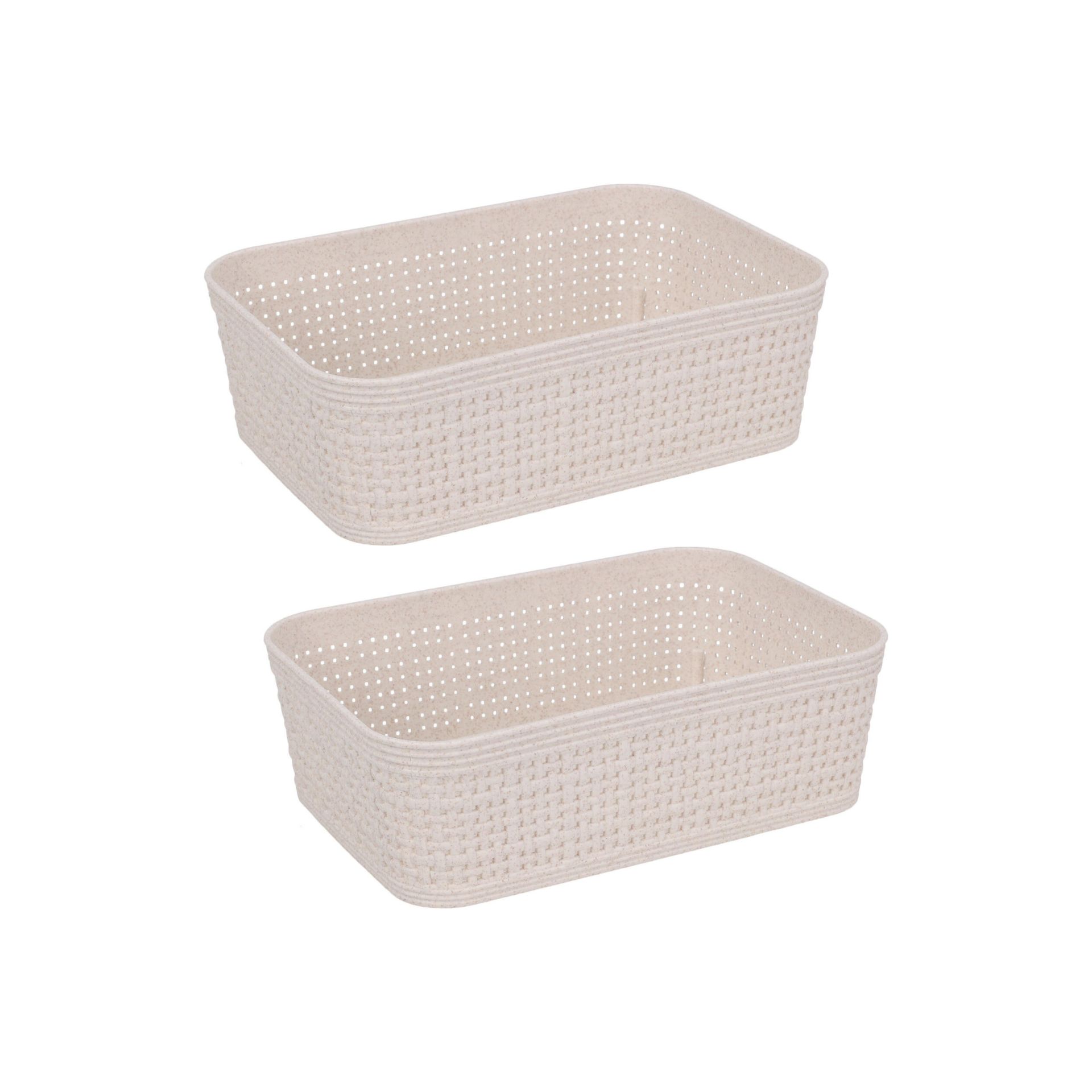 Set de 2 cestas de plástico beige Badet 19x14x6cm