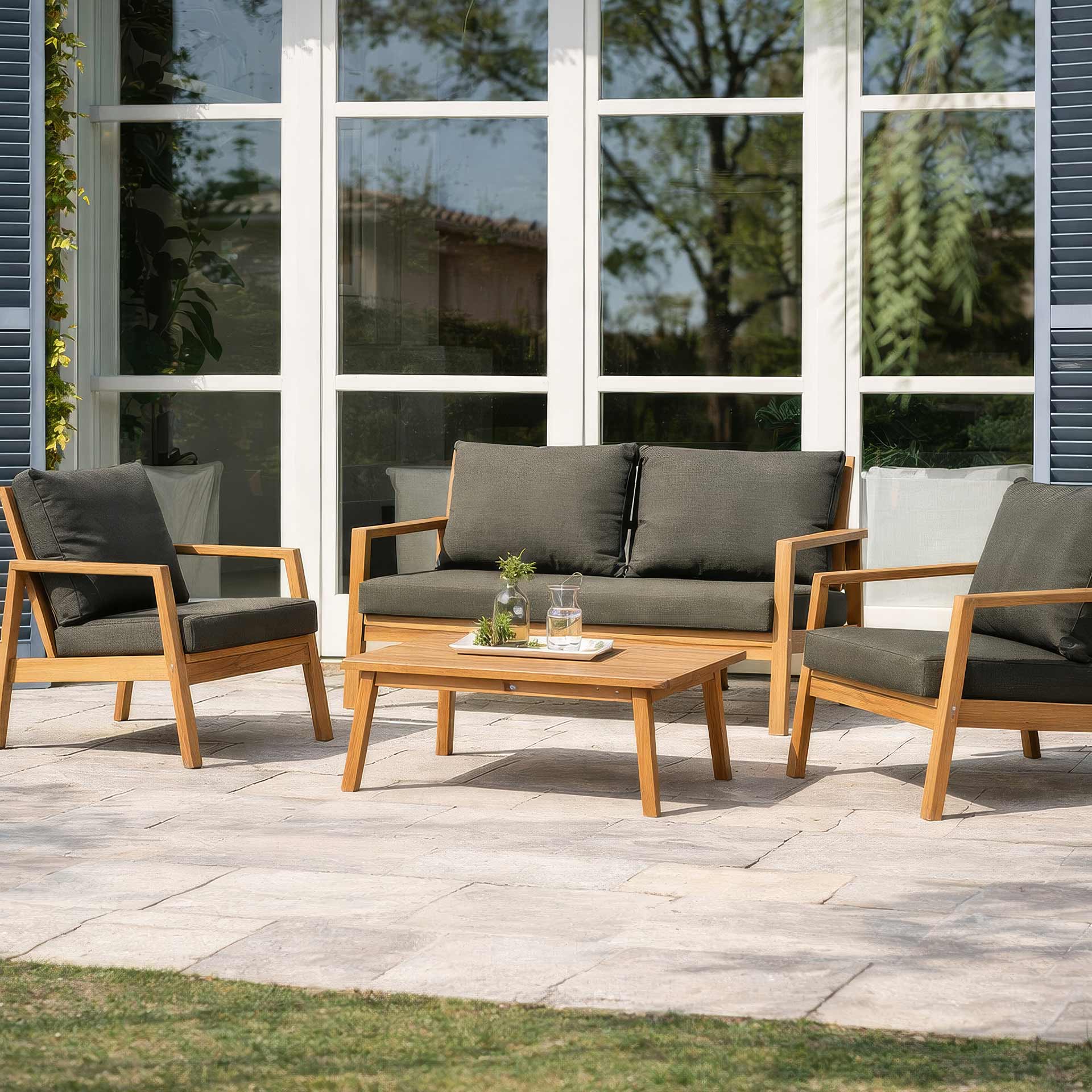 Conjunto de jard&iacute;n para 4 personas de madera de acacia Tiwin