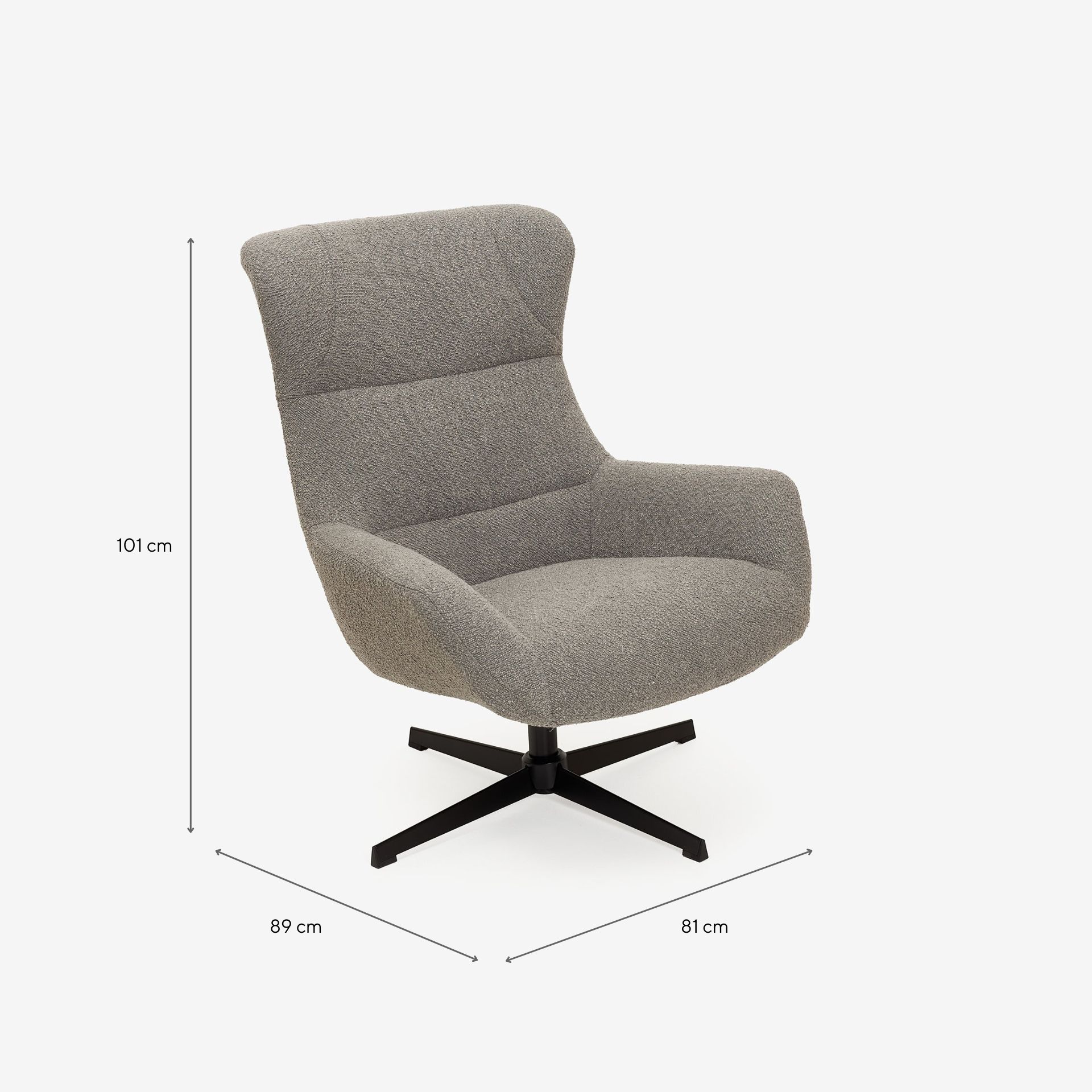 Butaca giratoria gris Celida 81x89x101cm Clau&Chloe