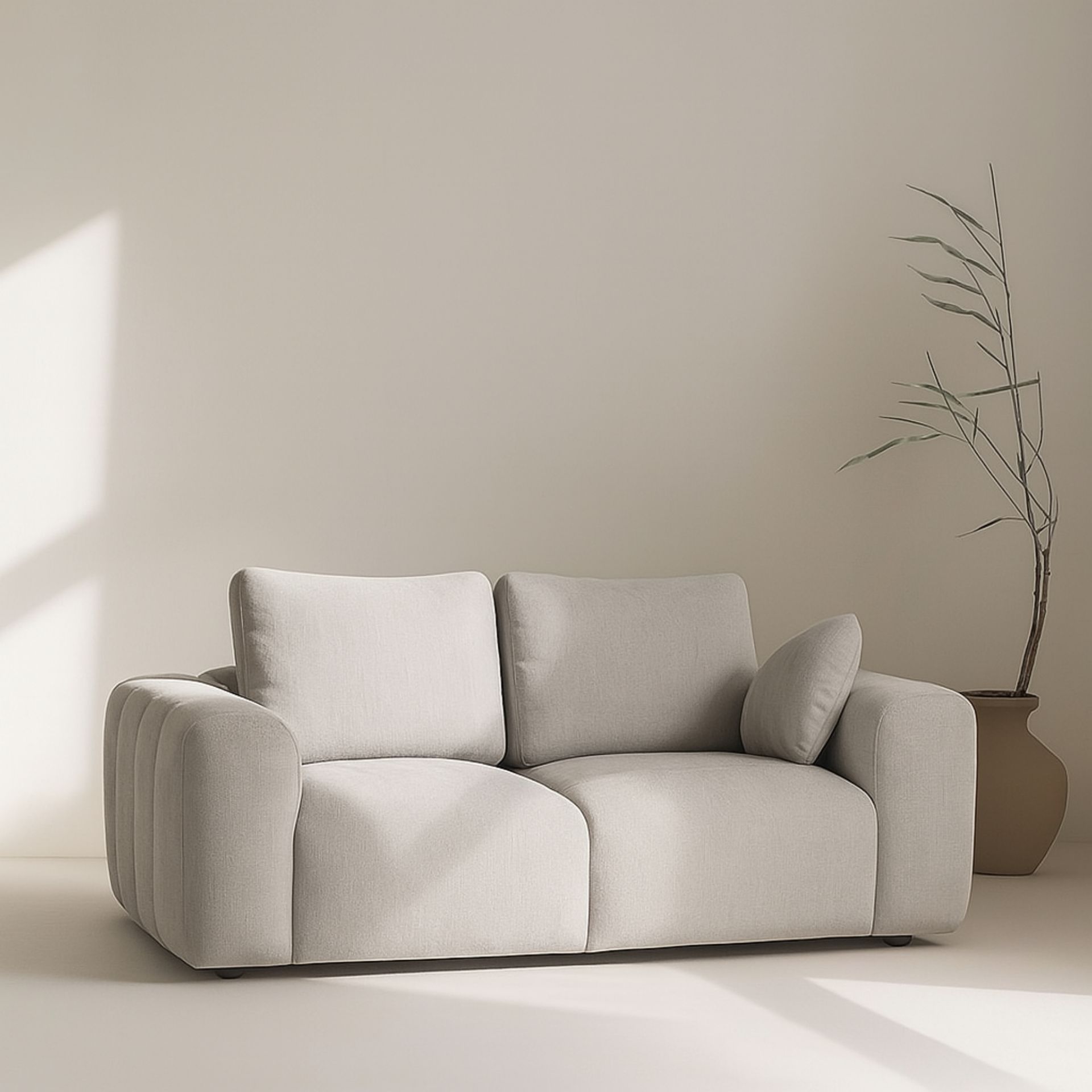 Sofá de 2 plazas de chenilla beige Hank 196x100x87 Clau&Chloe