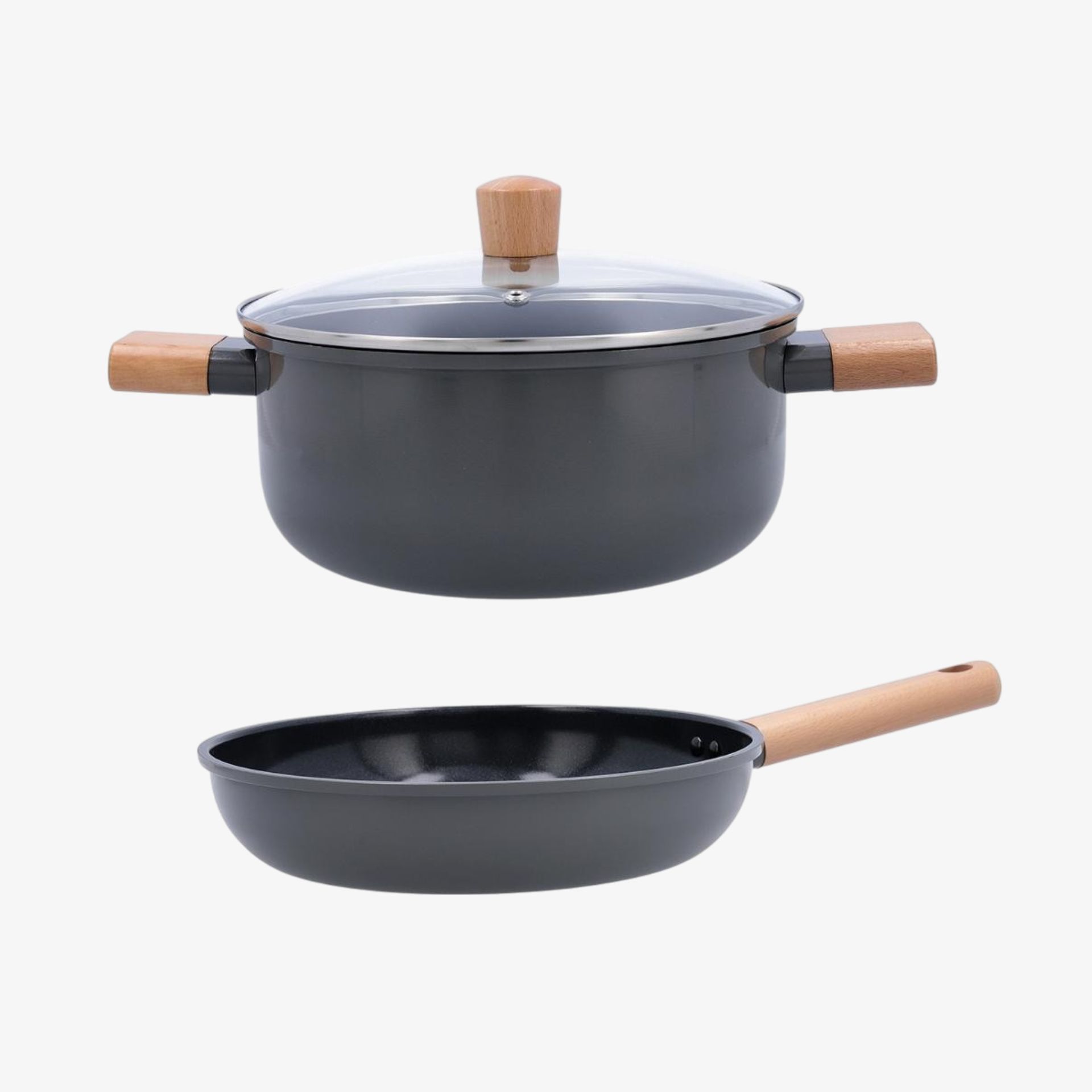 Set de sartén y cacerola de aluminio antiadherente apta para inducción Elios Ø24cm