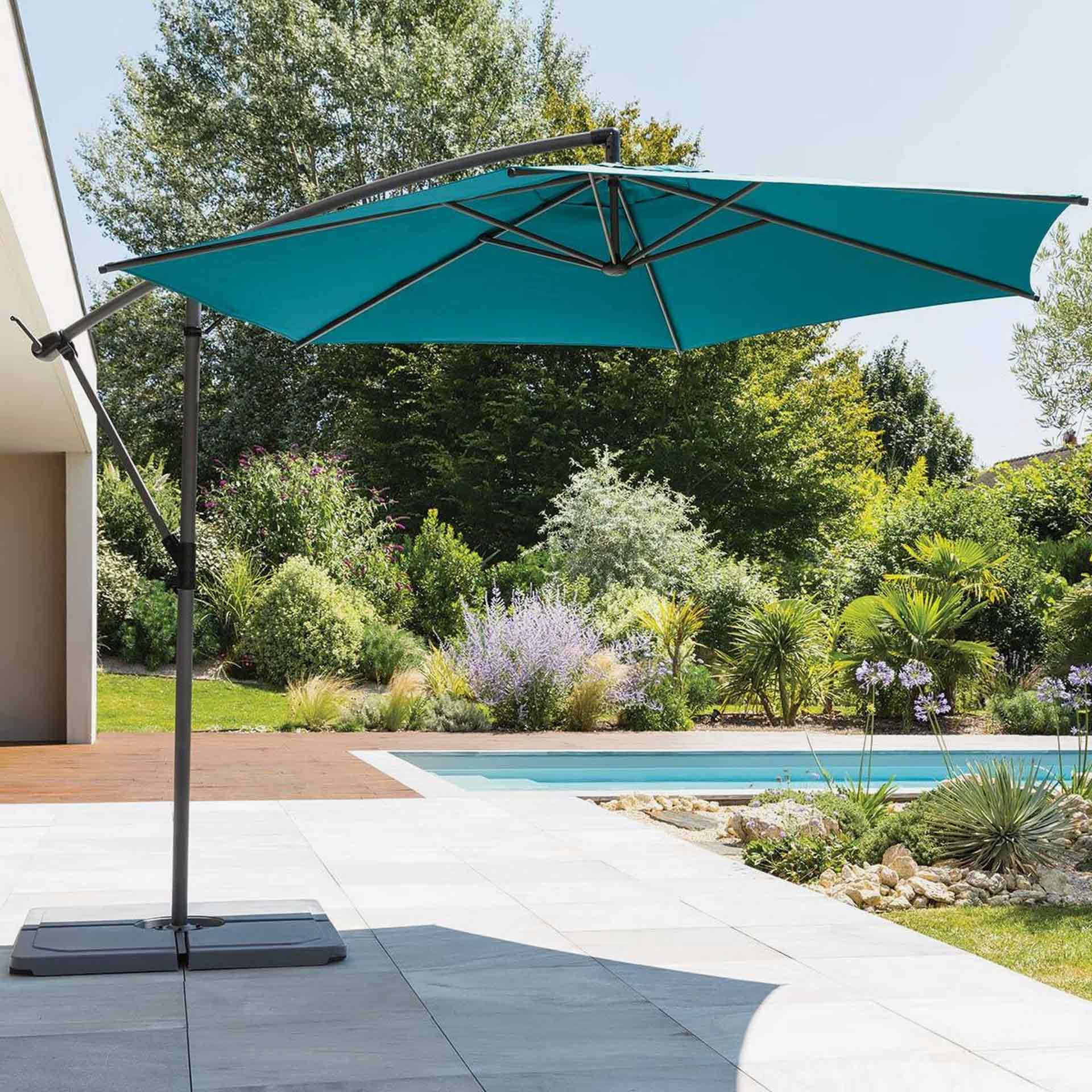 Parasol basculante de acero inoxidable azul Maui 300cm