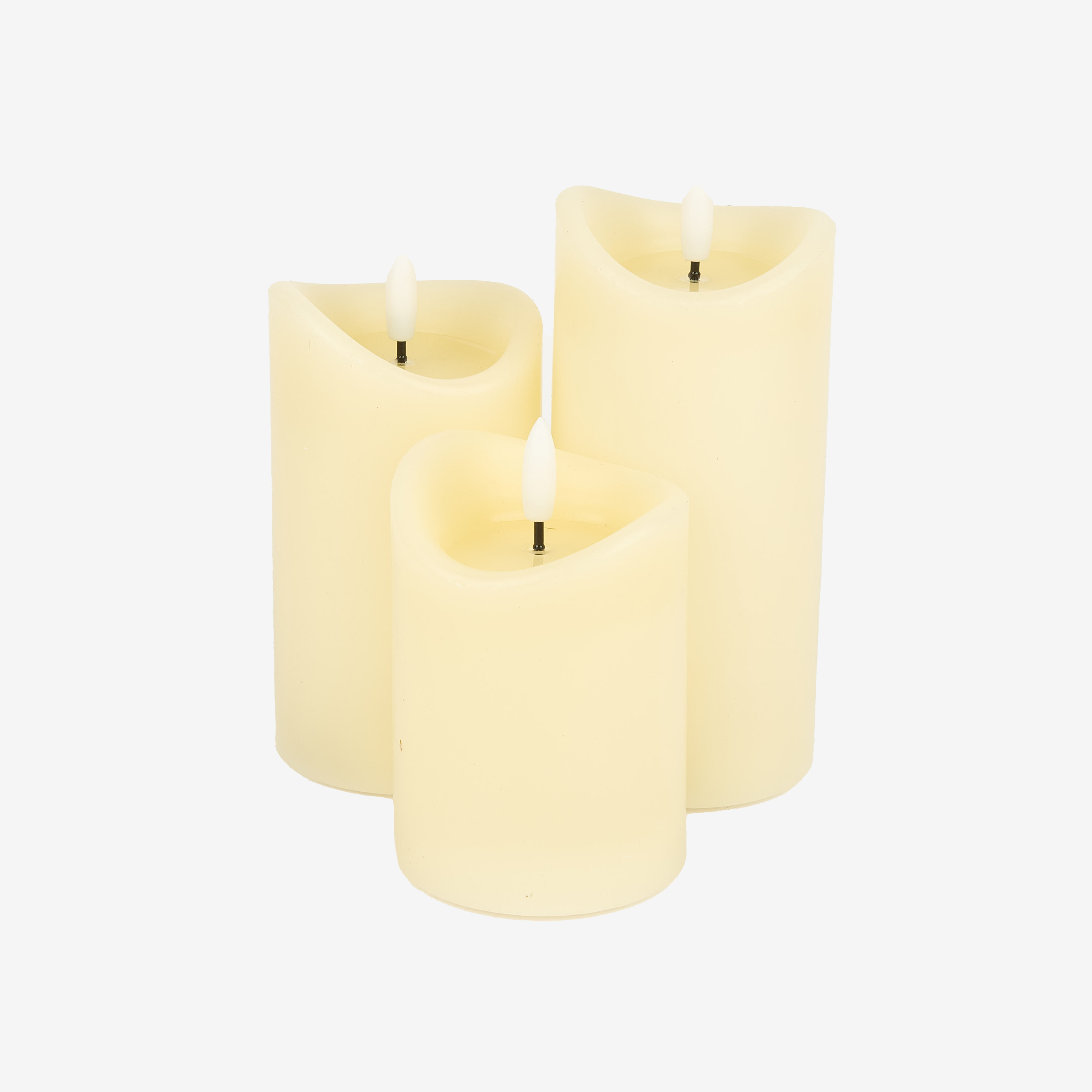 Set de 3 velas LED beige