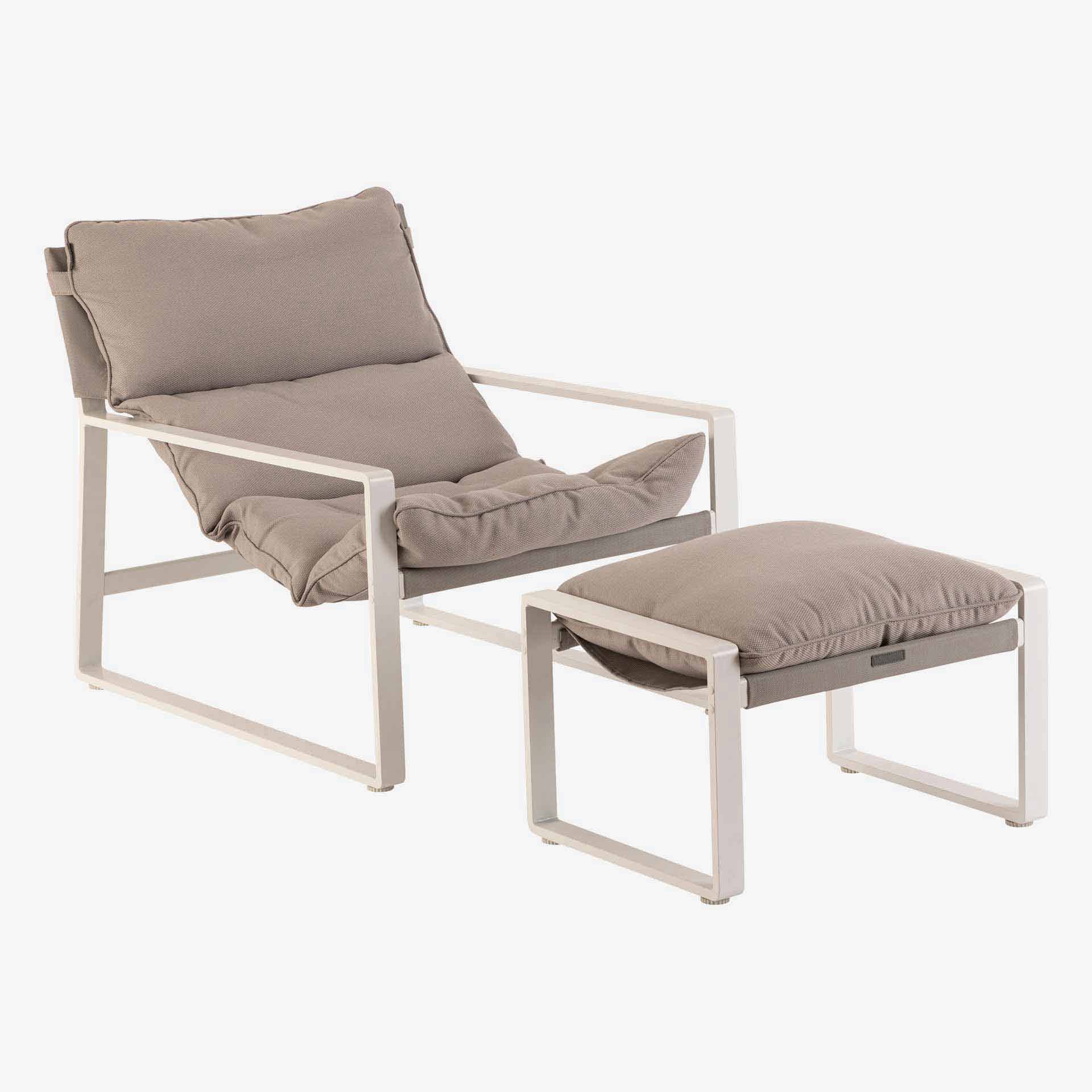Sillon reclinable de jard&iacute;n de aluminio blanco Lambor 151x69x73cm