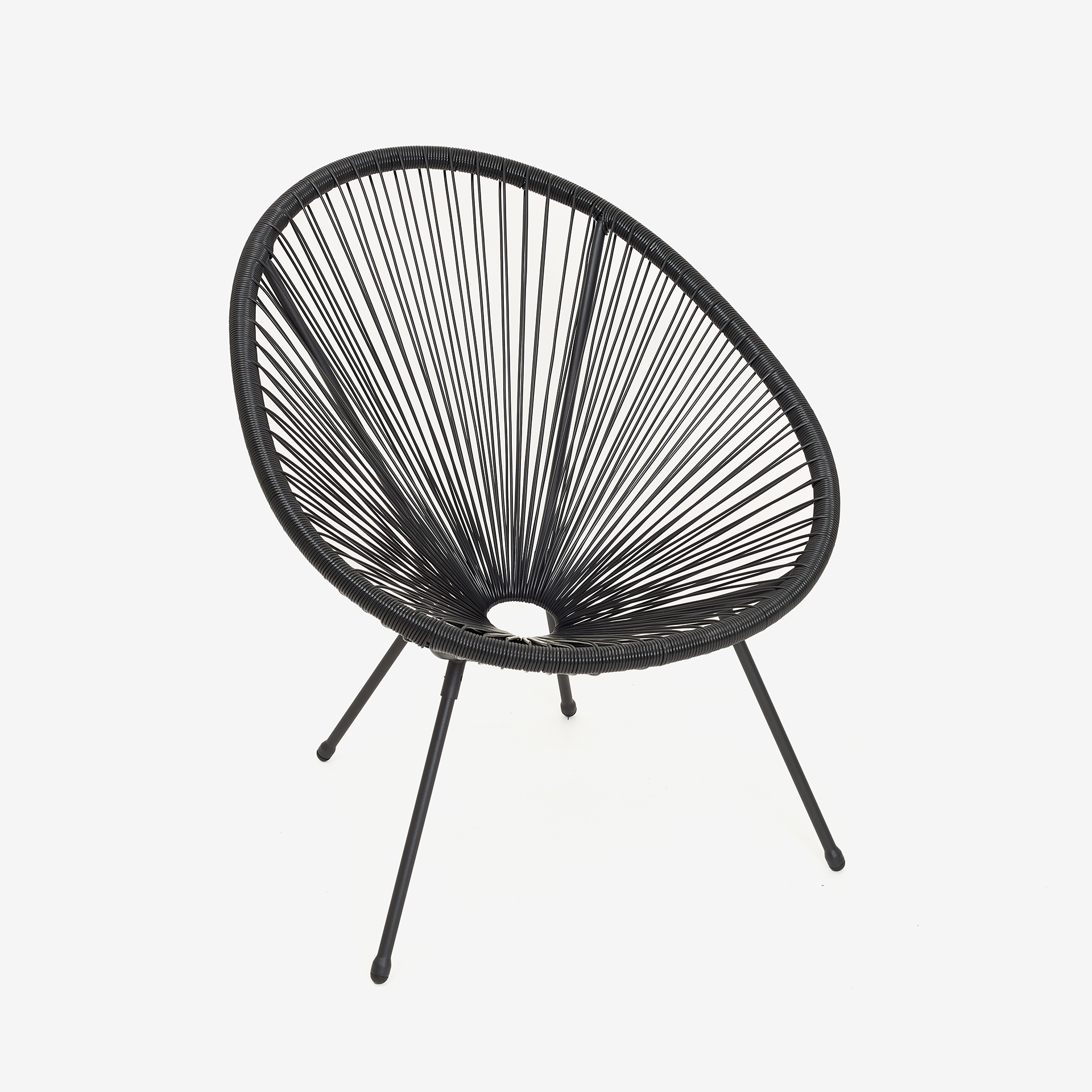 Silla de jardín de ratán sintético y acero negro Acapulco 72x90x83cm