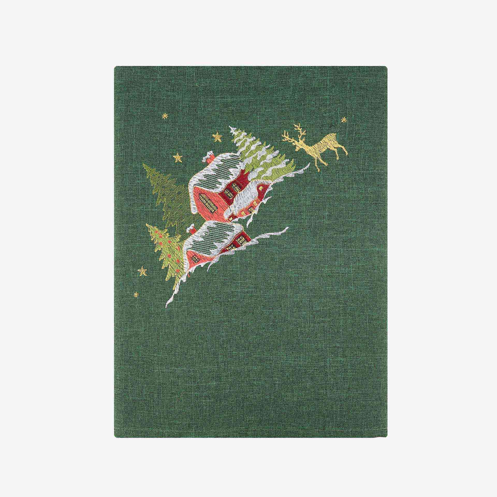 Mantel verde bordado Pueblo 150x250cm