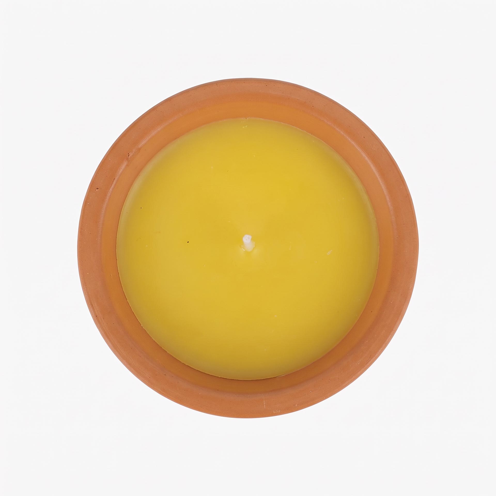 Vela de citronela amarilla de cera en maceta de terracota 11x5cm