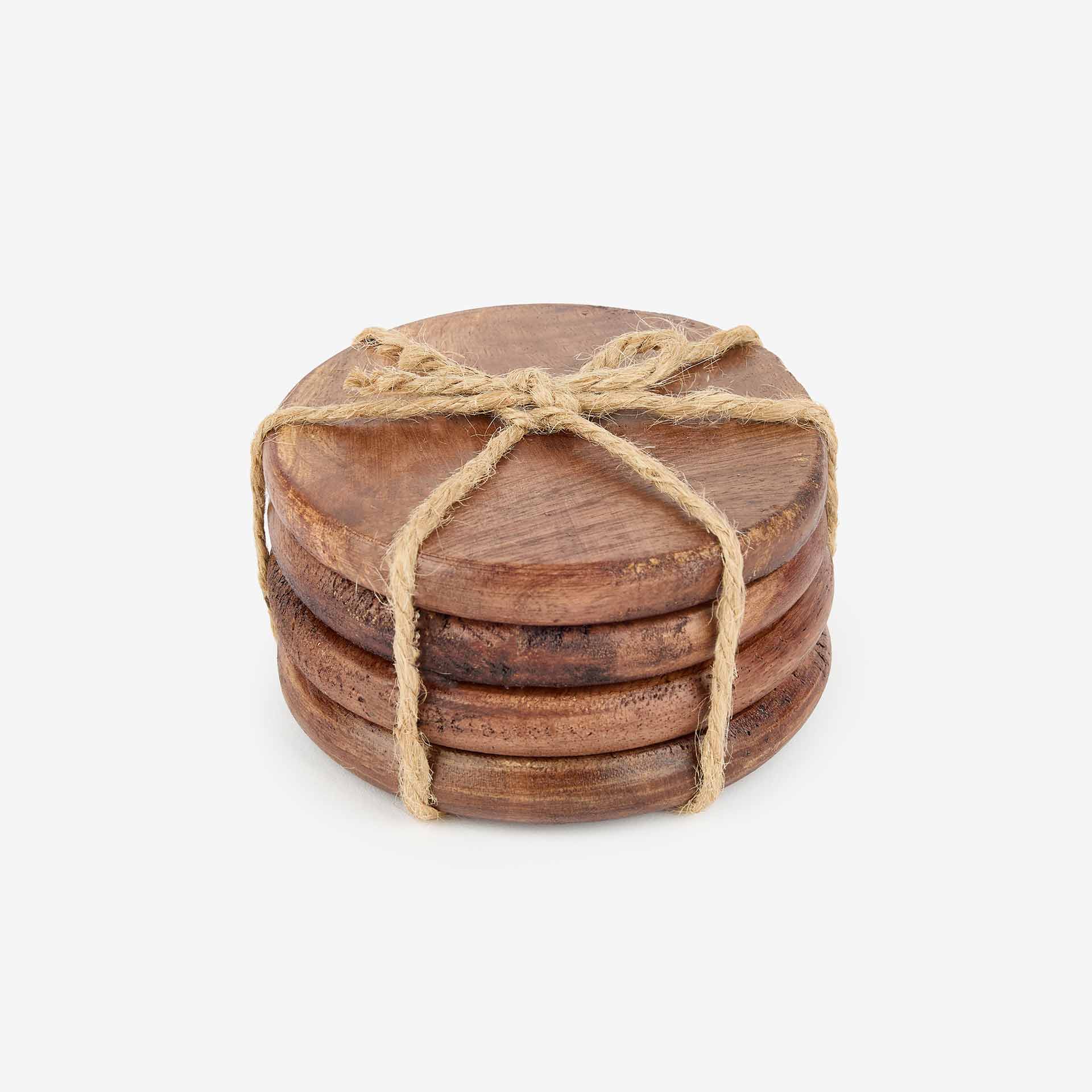 Set de 4 posavasos de madera mango de 27cm
