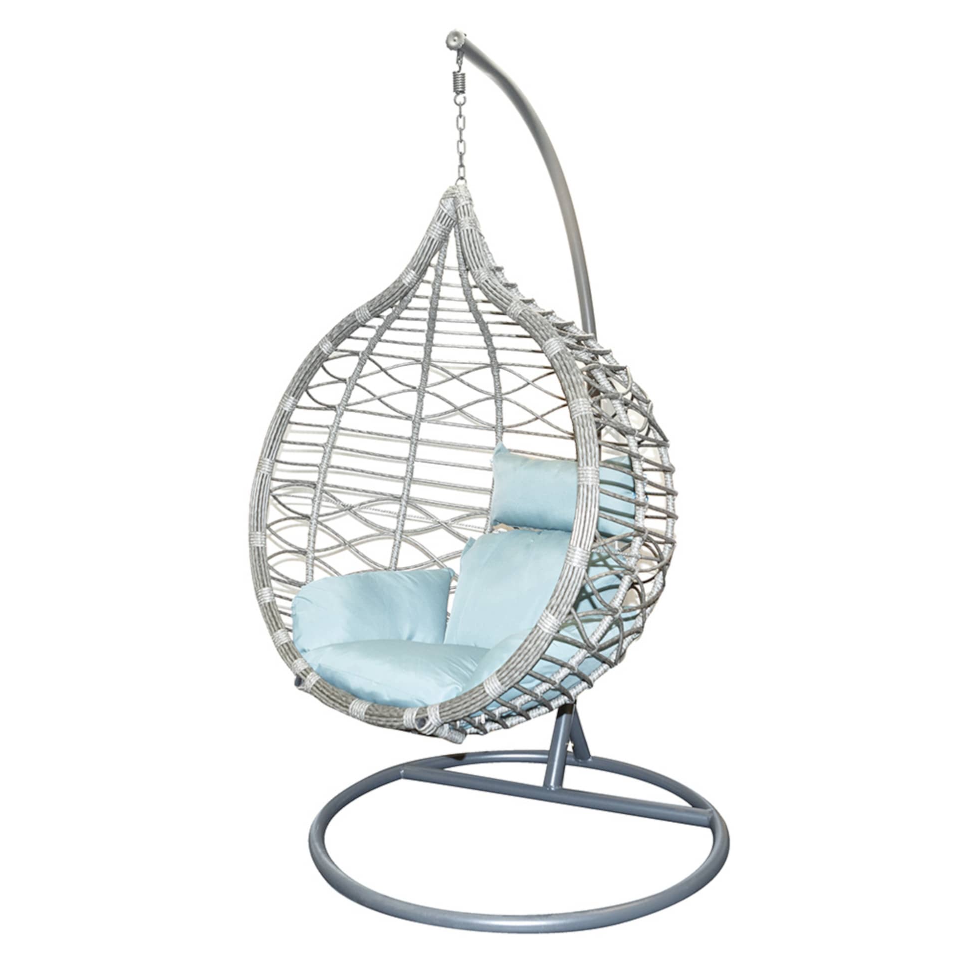 Sillón colgante de jardín con cojín y reposapiés de ratán sintético Cozumel 120x103x190cm Clau&Chloe