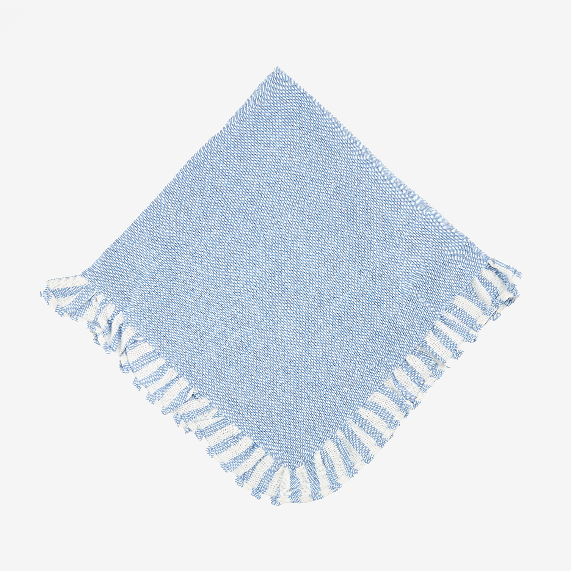 Funda de cojín de algodón volante azul Timoti 45x45cm