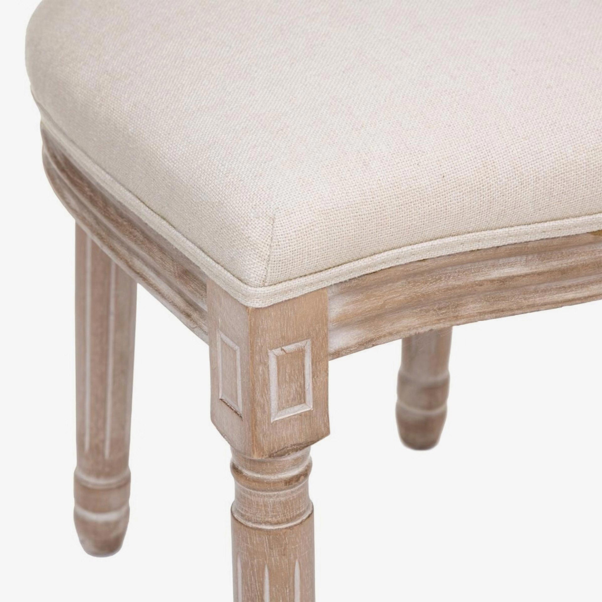 Silla de comedor blanca de lino Huno 