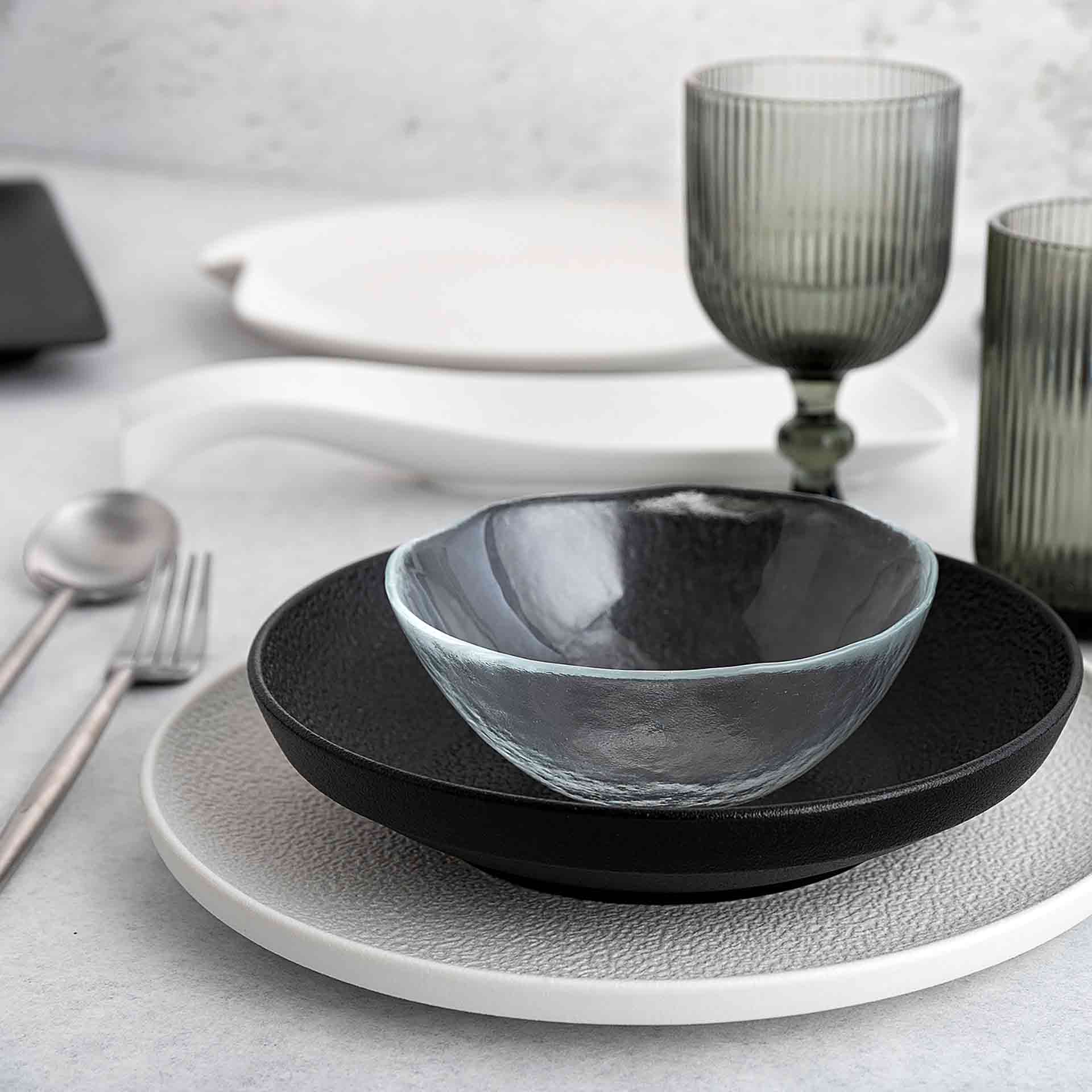 Vaso bajo de vidrio gris Noir 28cl