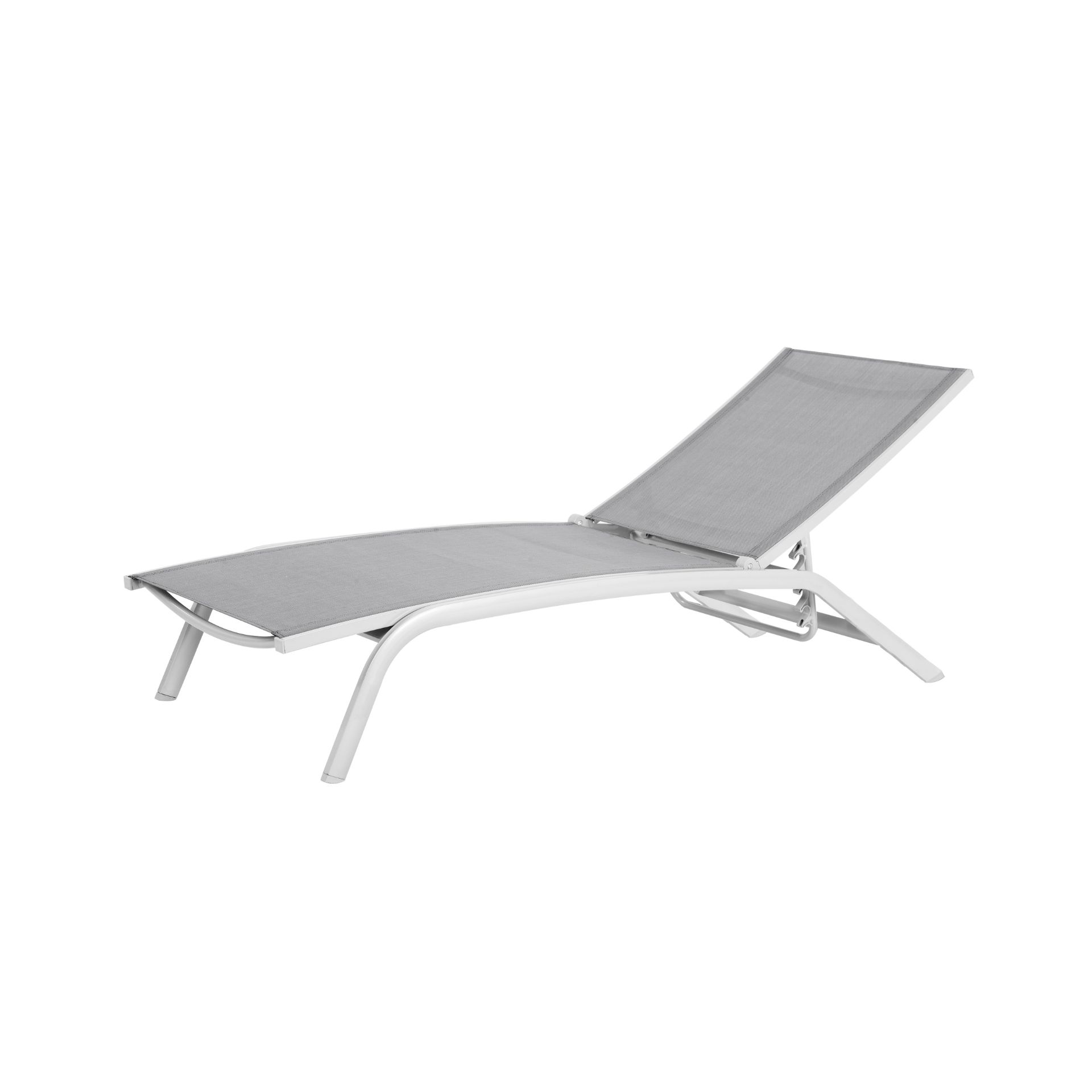 Tumbona reclinable de aluminio y textiline gris 193x61x94cm