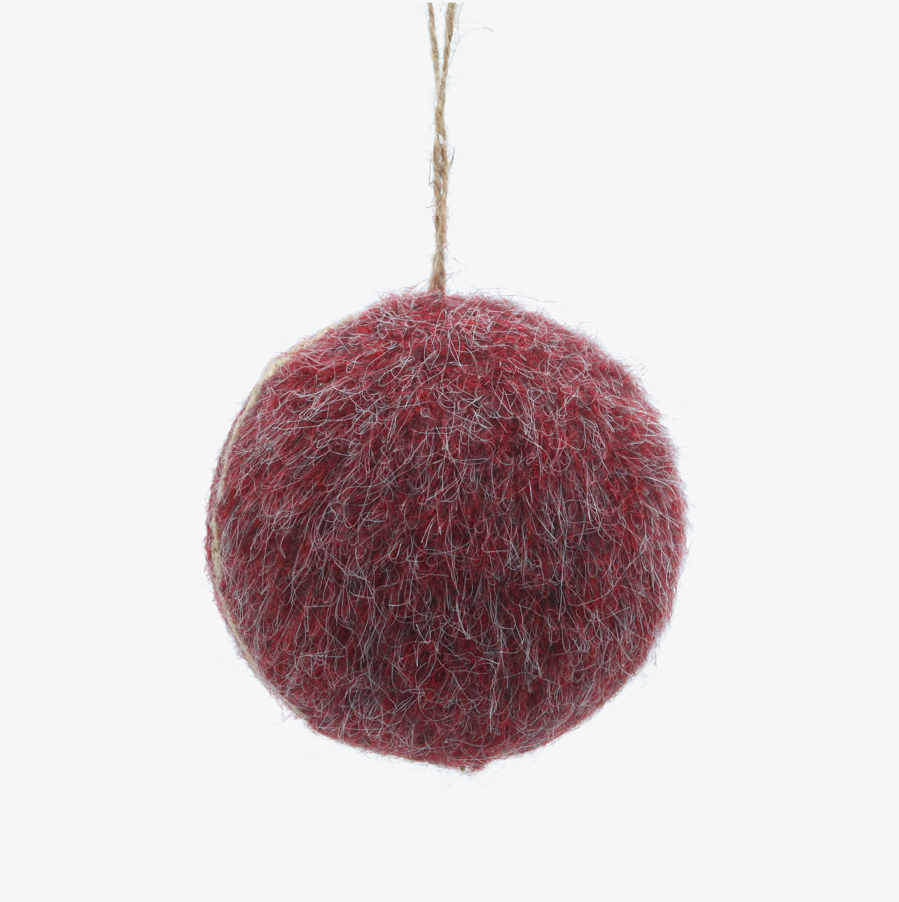 Bola de Navidad de fieltro roja 11x11cm