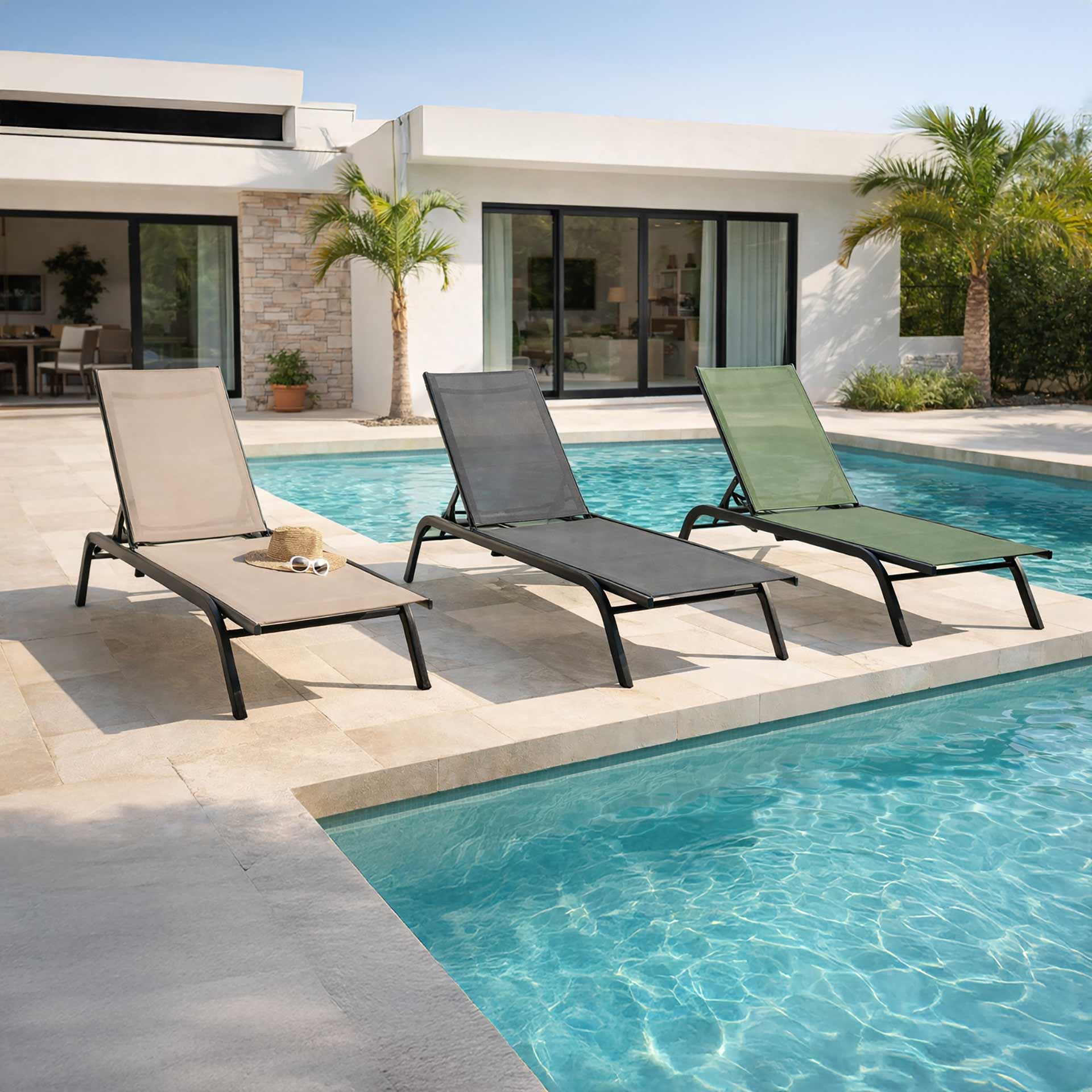 Tumbona de jard&iacute;n de textileno beige Oasis