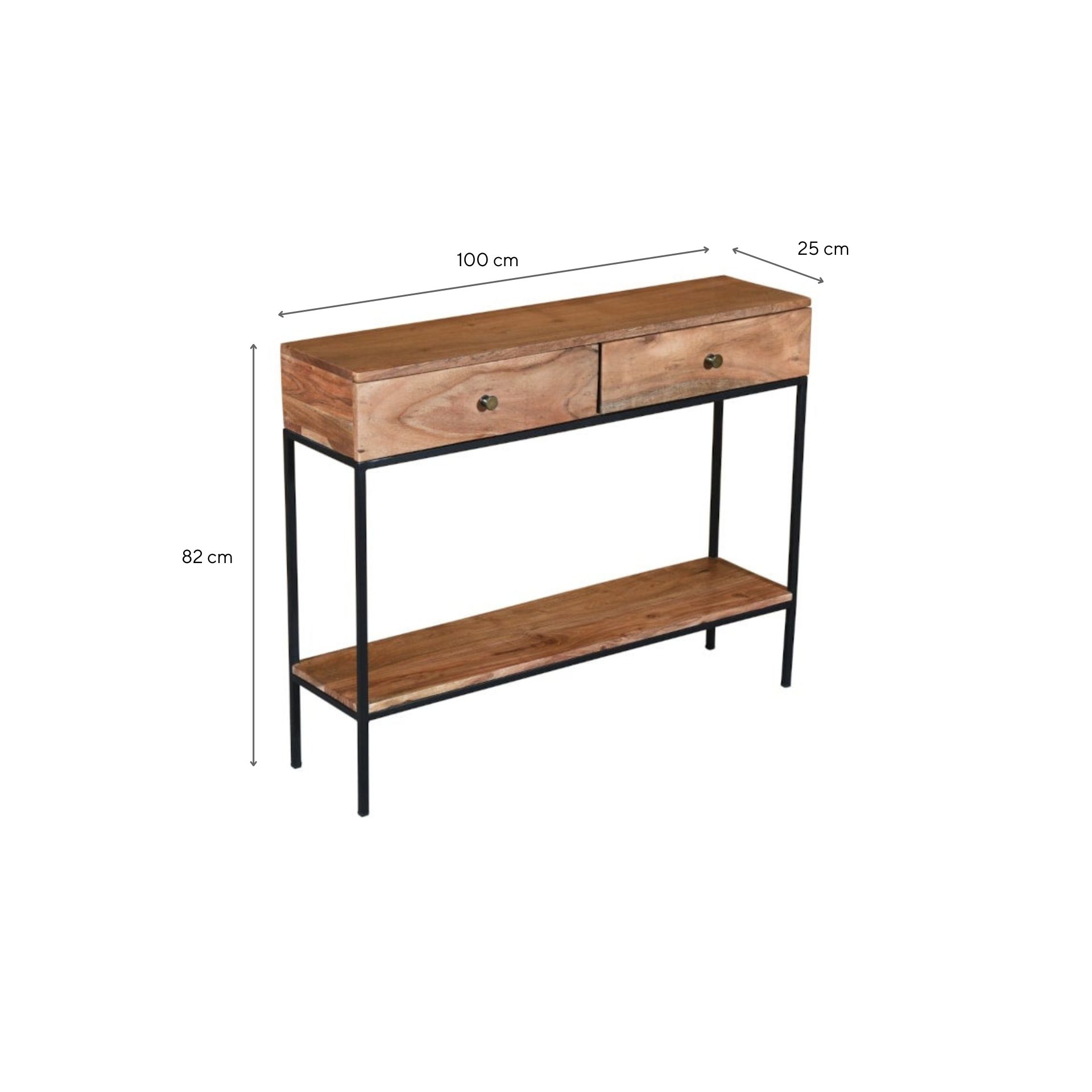 Consola de madera acacia Roma 100x25x82cm