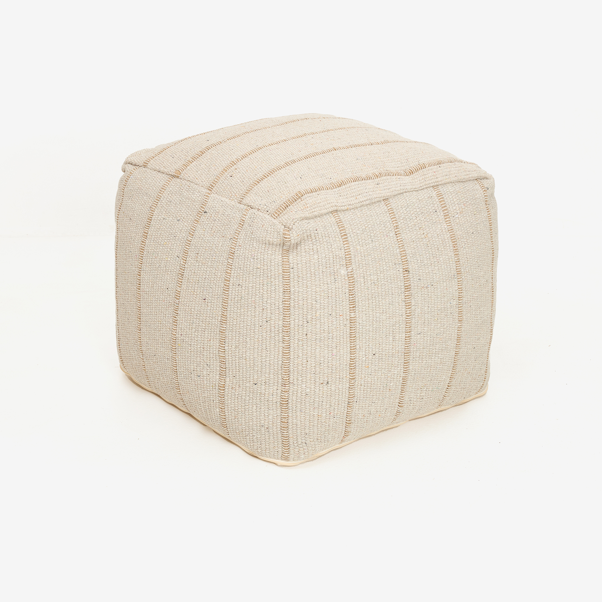 Puf de rayas beige Alendi 45x35cm
