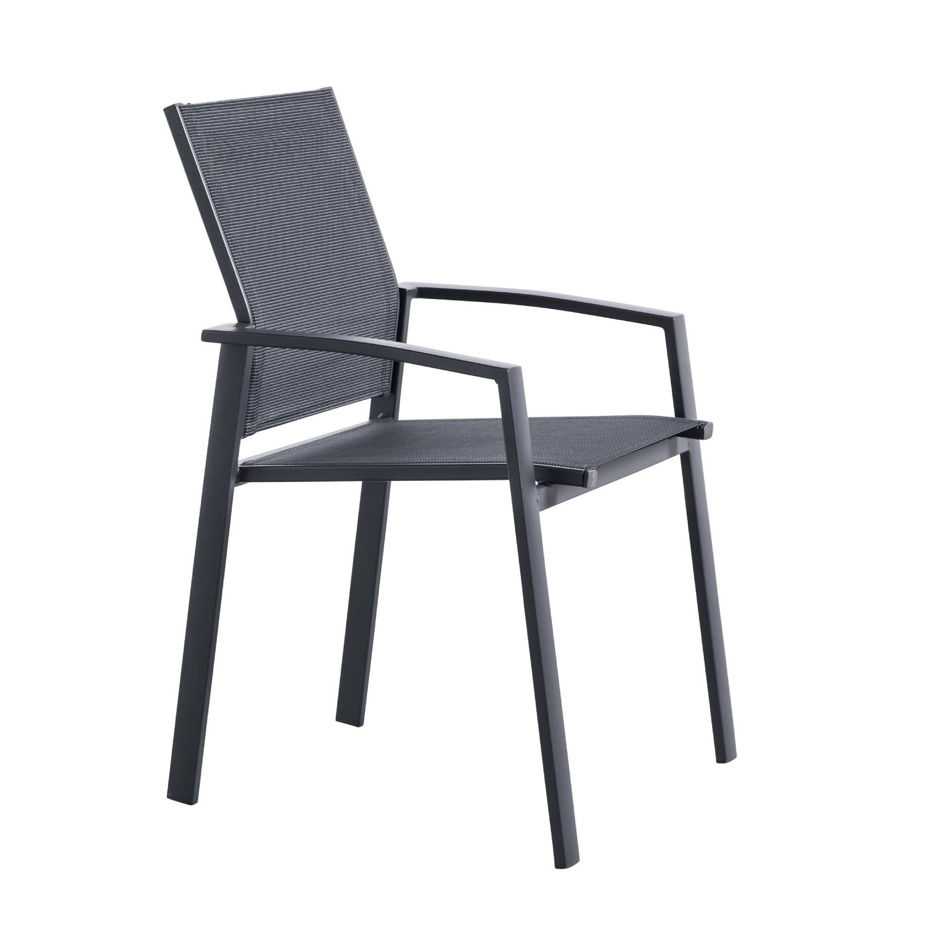 Silla de jardín apilable con reposabrazos de aluminio gris Butan 57x57cm