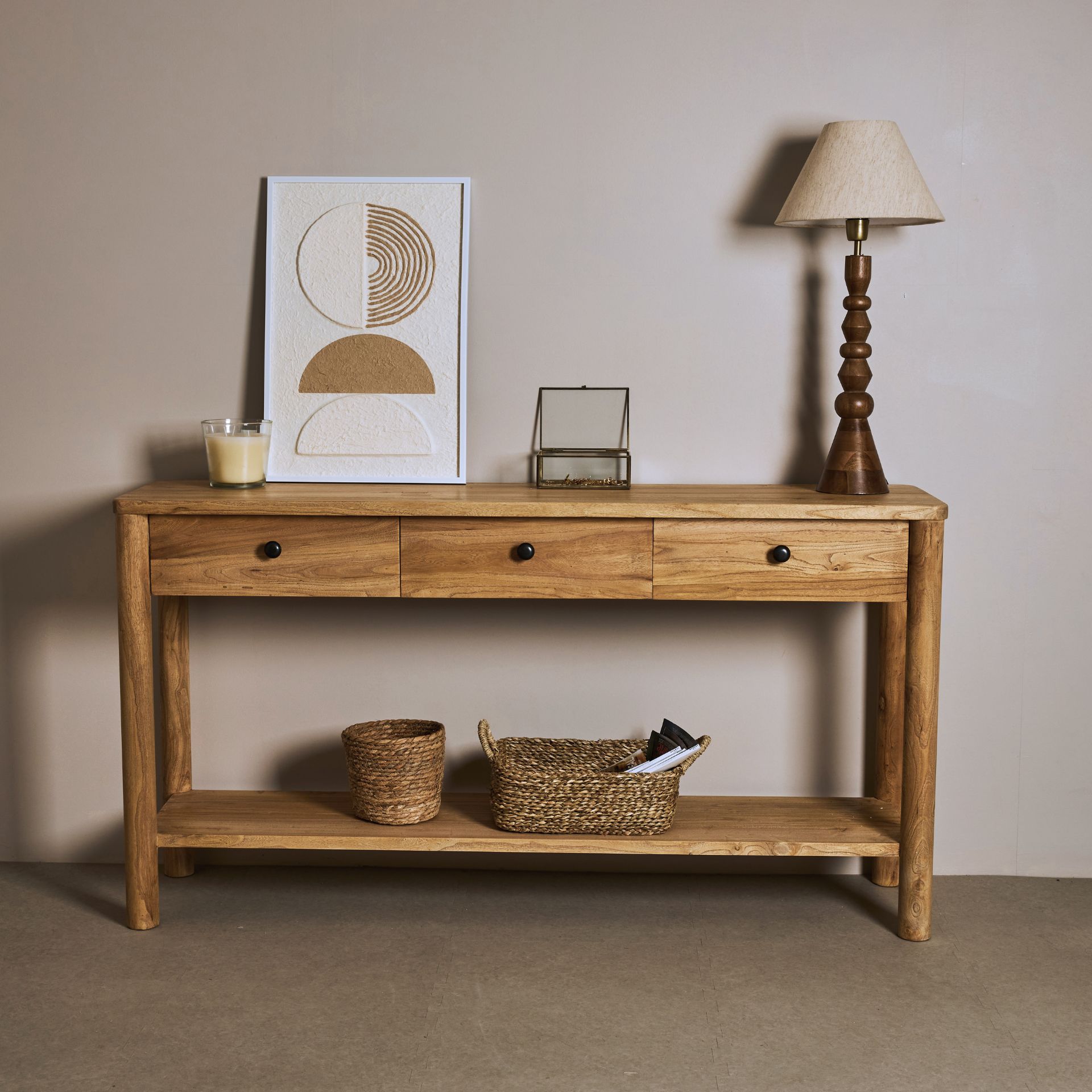 Consola de madera de olmo reciclada Mop 150x38x80cm