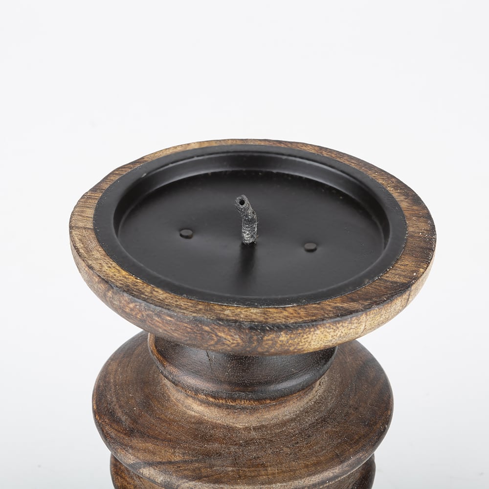 Portavela de madera natural 15cm