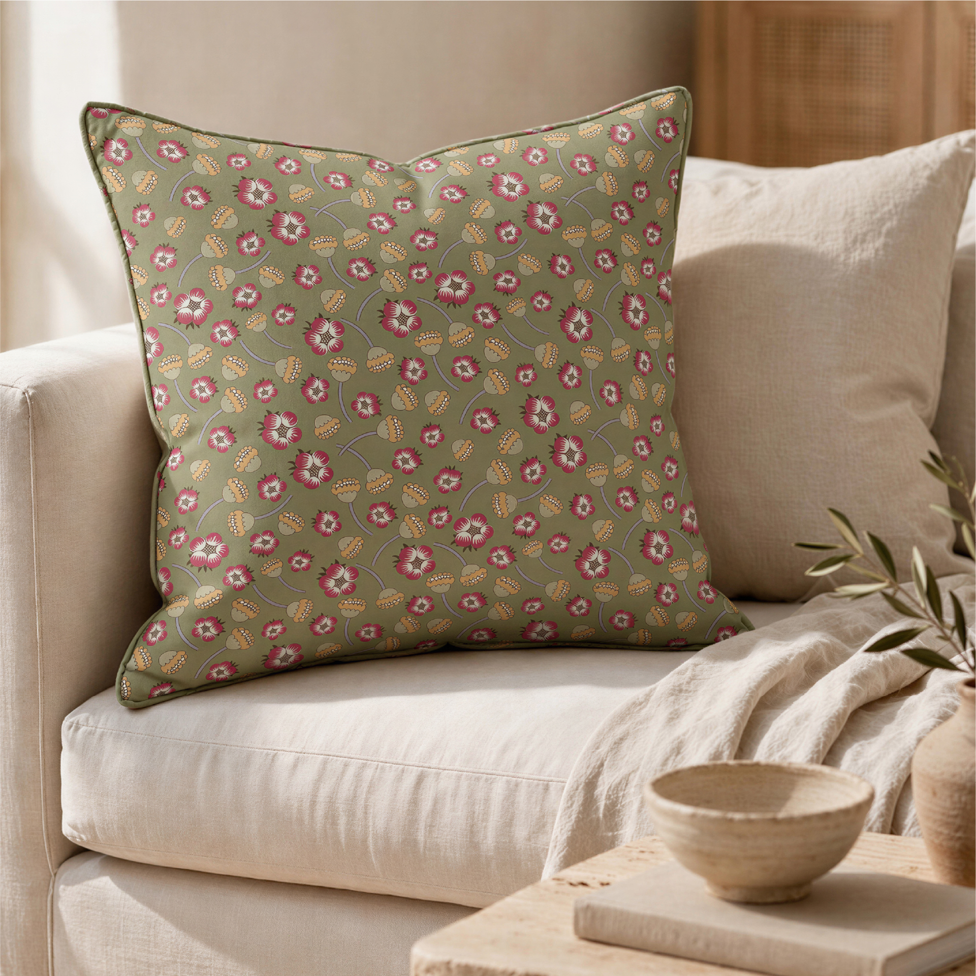 Funda de coj&iacute;n de lino petal Botanicals 45x45cm Clau&Chloe