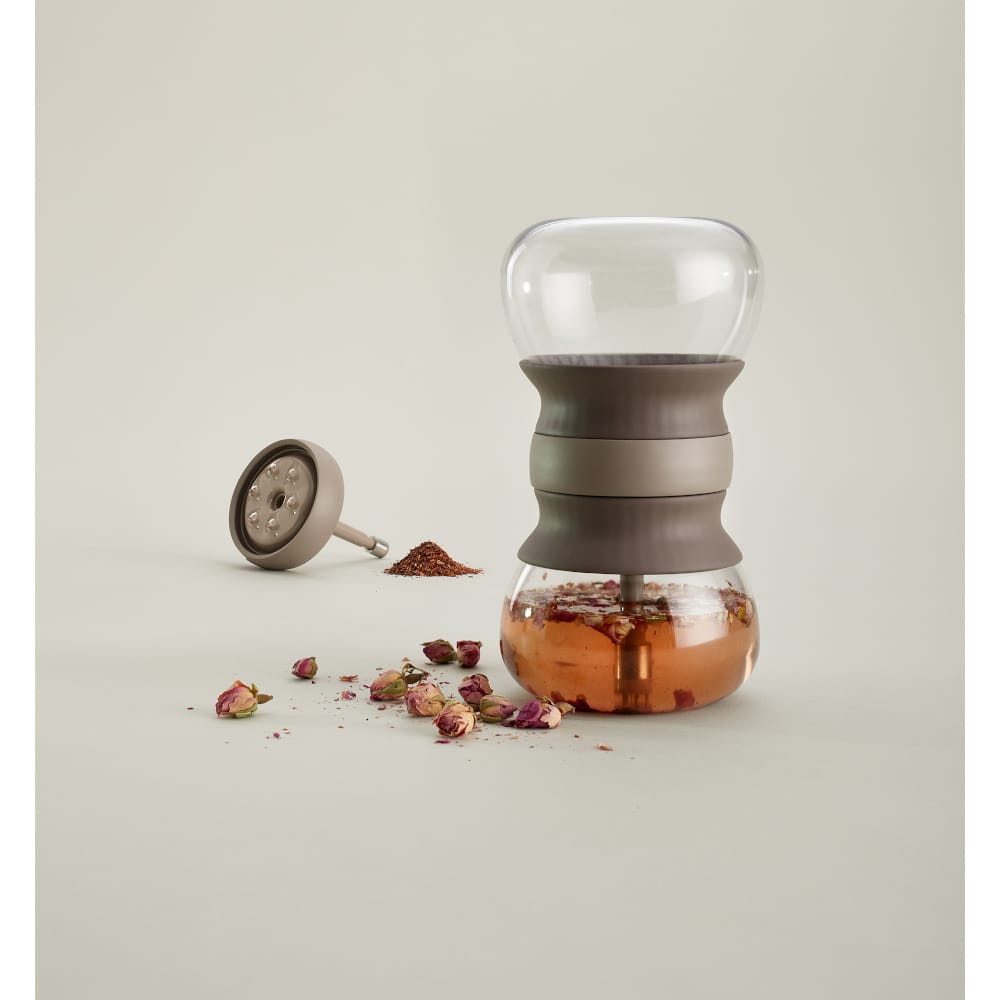 Infusor de t&eacute; de vidrio y silicona Calm &Oslash;11,5x21cm - L&eacute;ku&eacute;