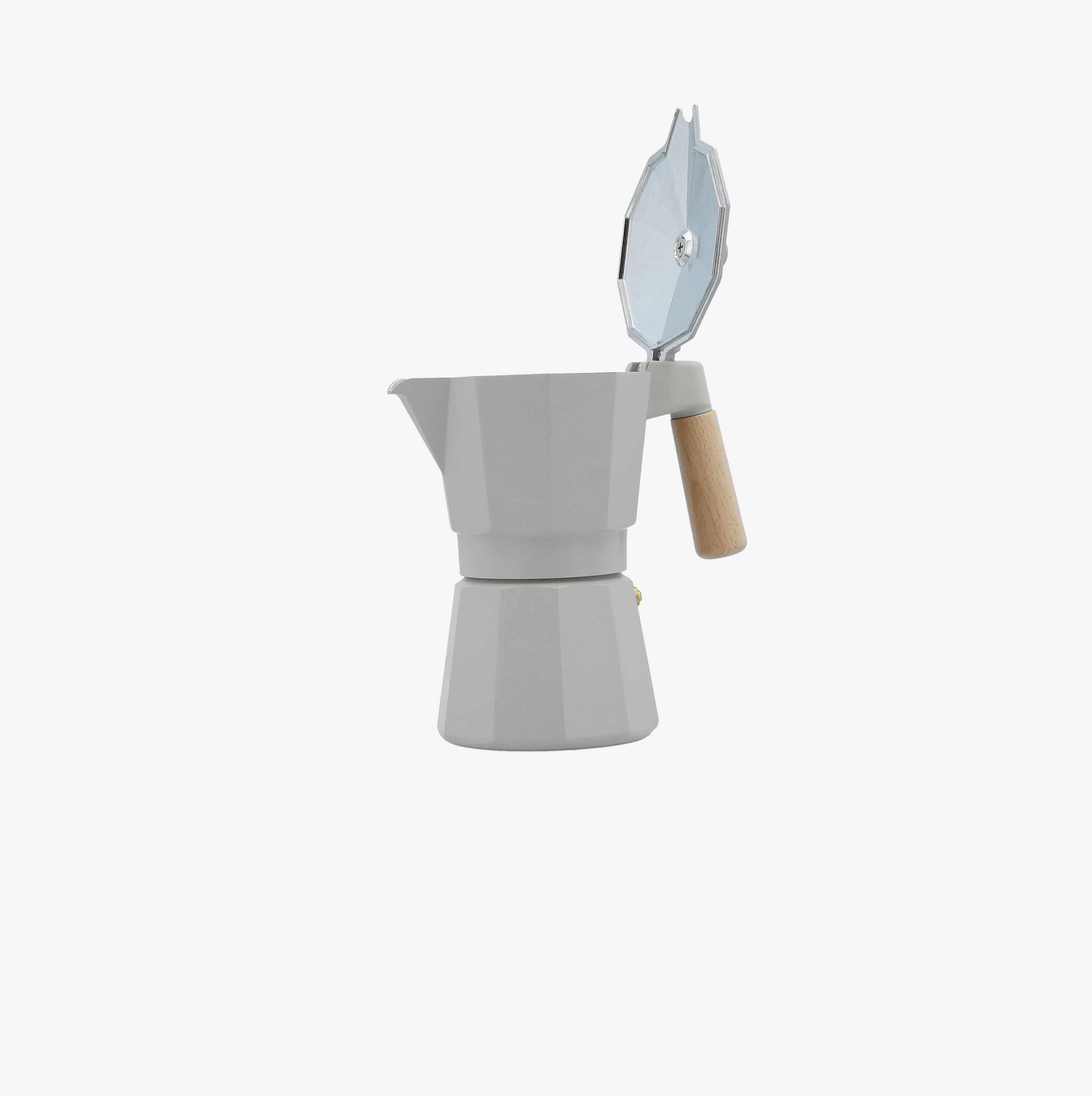 Cafetera italiana gris de aluminio fundido Bruma 6 tazas