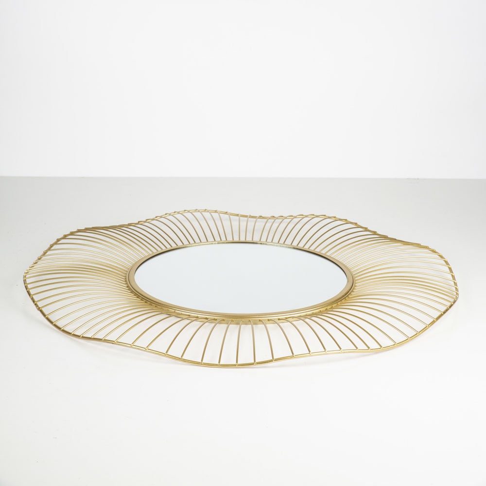 Espejo de pared rectangular dorado Ø60cm