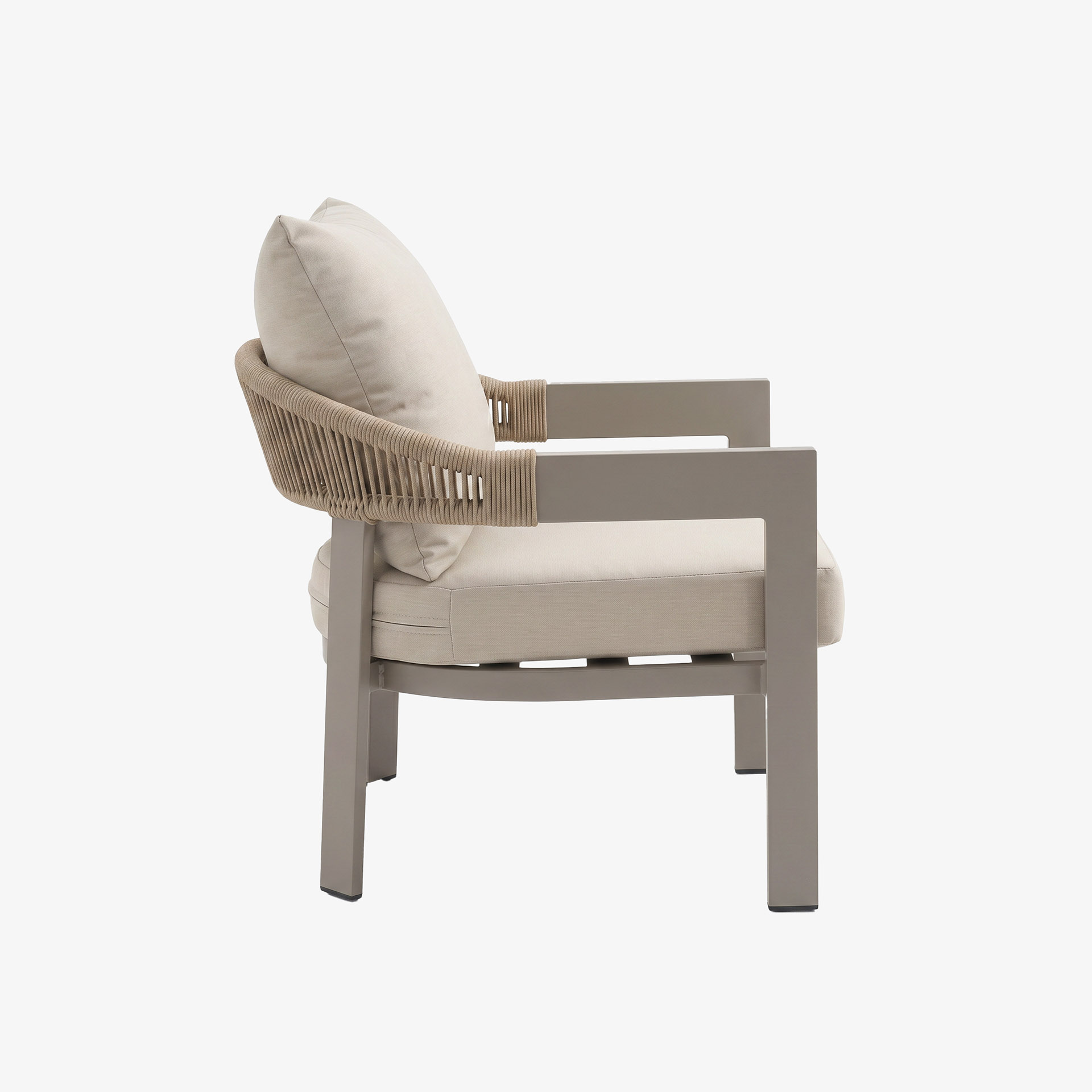 Set de jard&iacute;n de 4 piezas de aluminio y cuerda beige Portofino