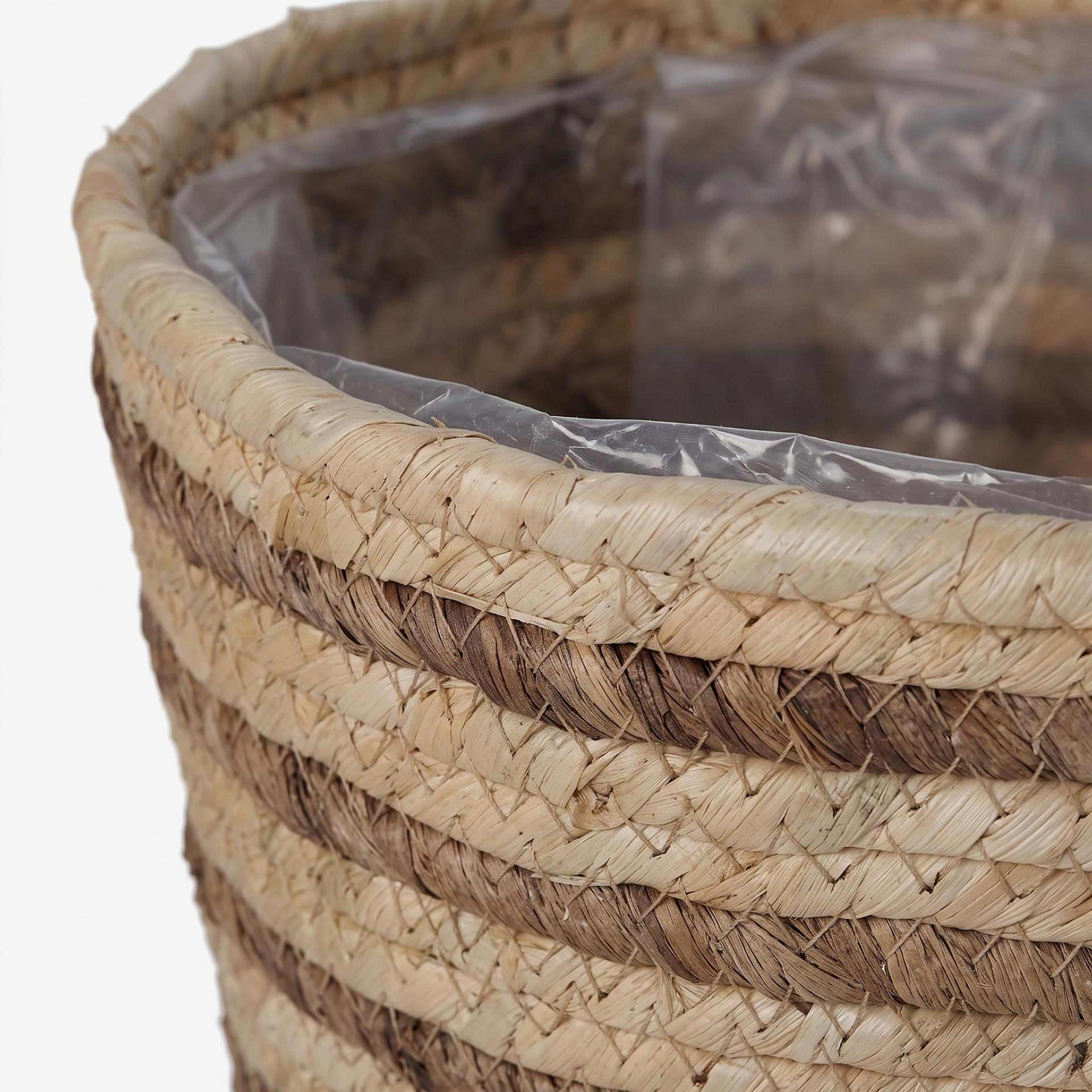 Set de 3 cestas de fibra natural hoja de ma&iacute;z Nara