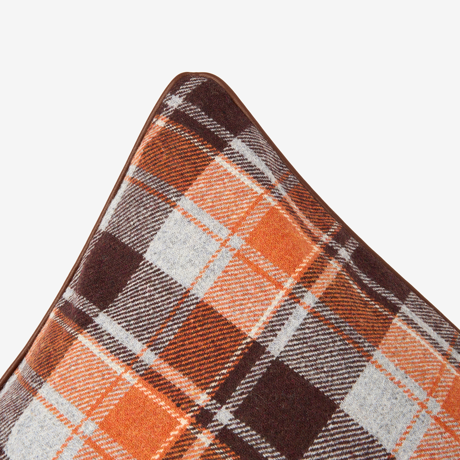 Funda de cojín de algodón cuadros marrón 45x45cm