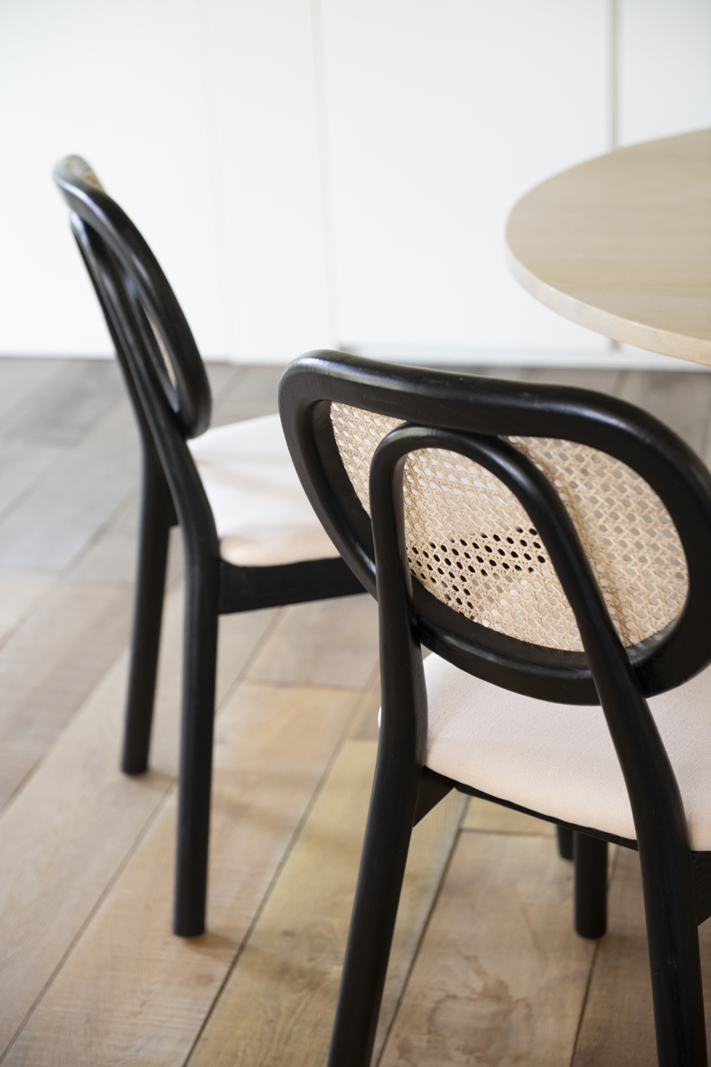 Silla de comedor de ratán y lino Cibran 46x42x85cm Clau&Chloe