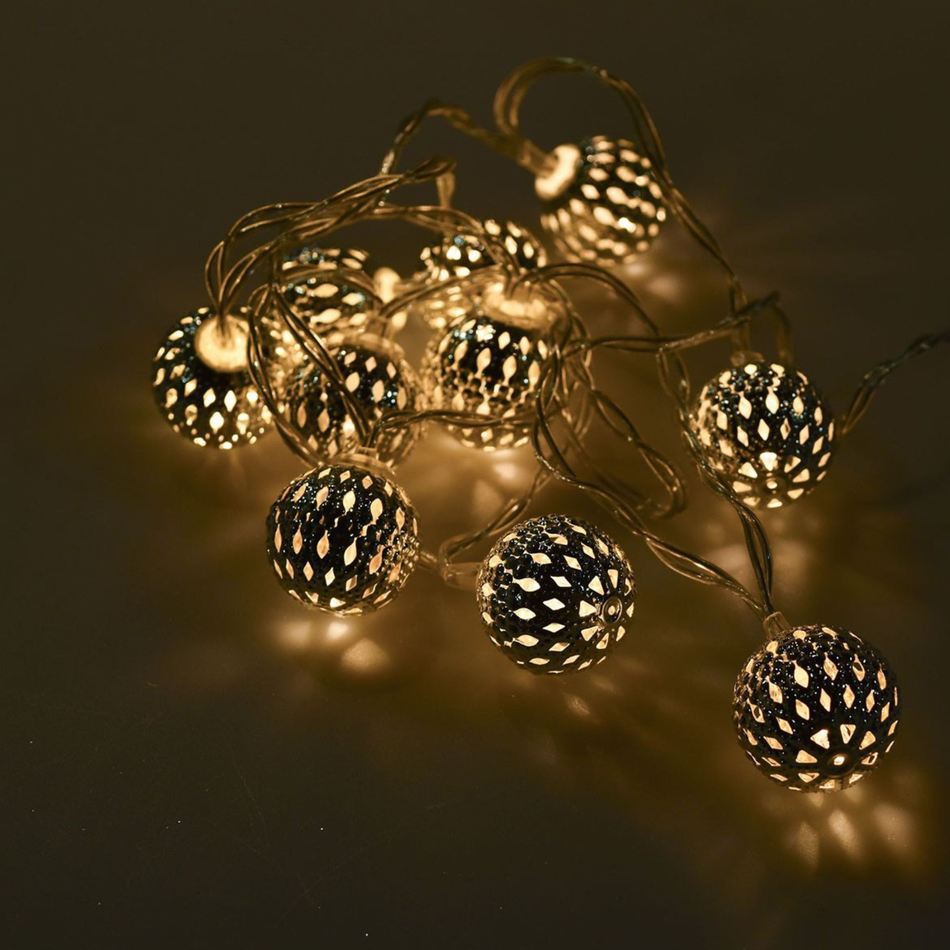 Guirnalda de luces interior plateado 10 LEDs luz cálida 1,3m