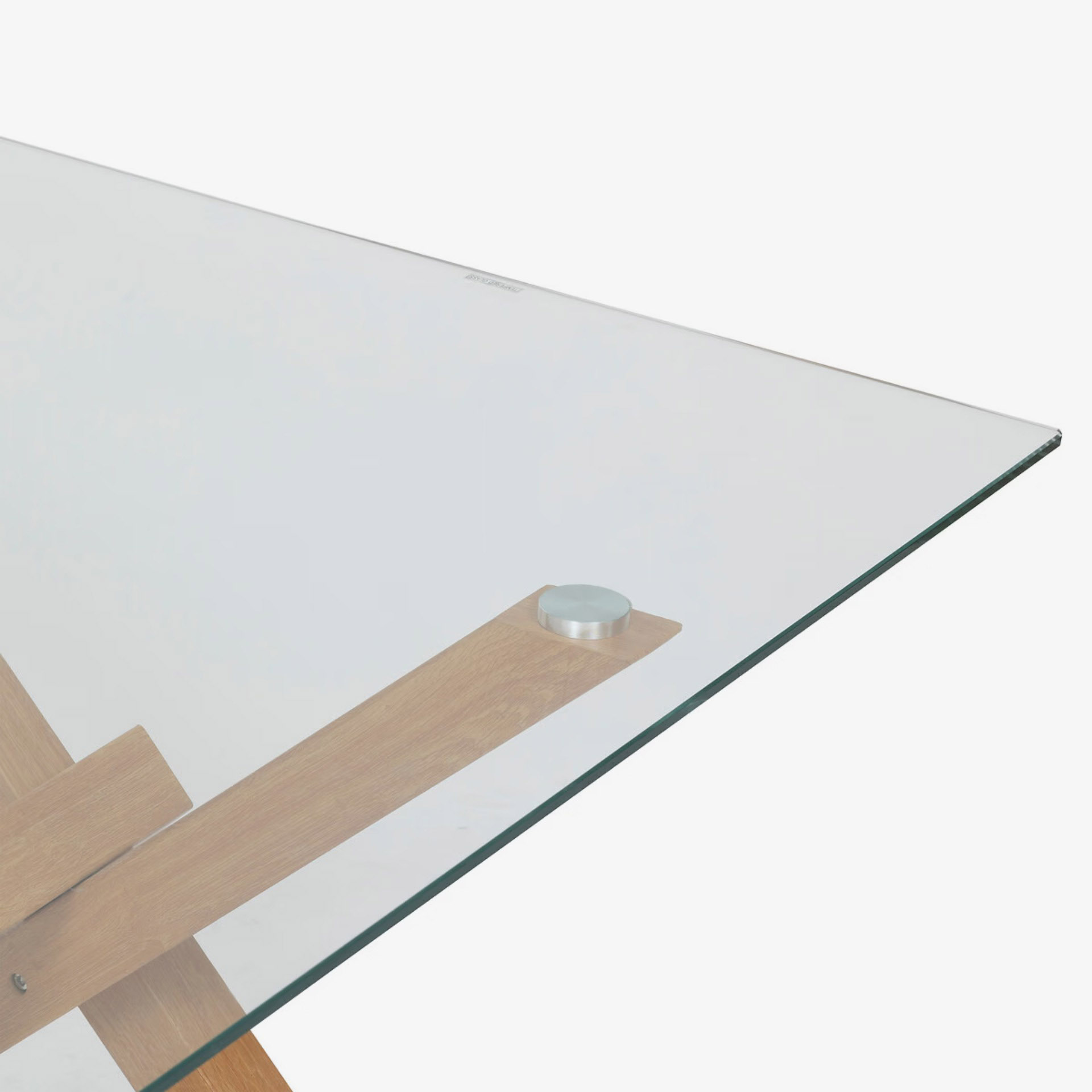 Mesa de comedor de vidrio y metal efecto roble 180x90cm 