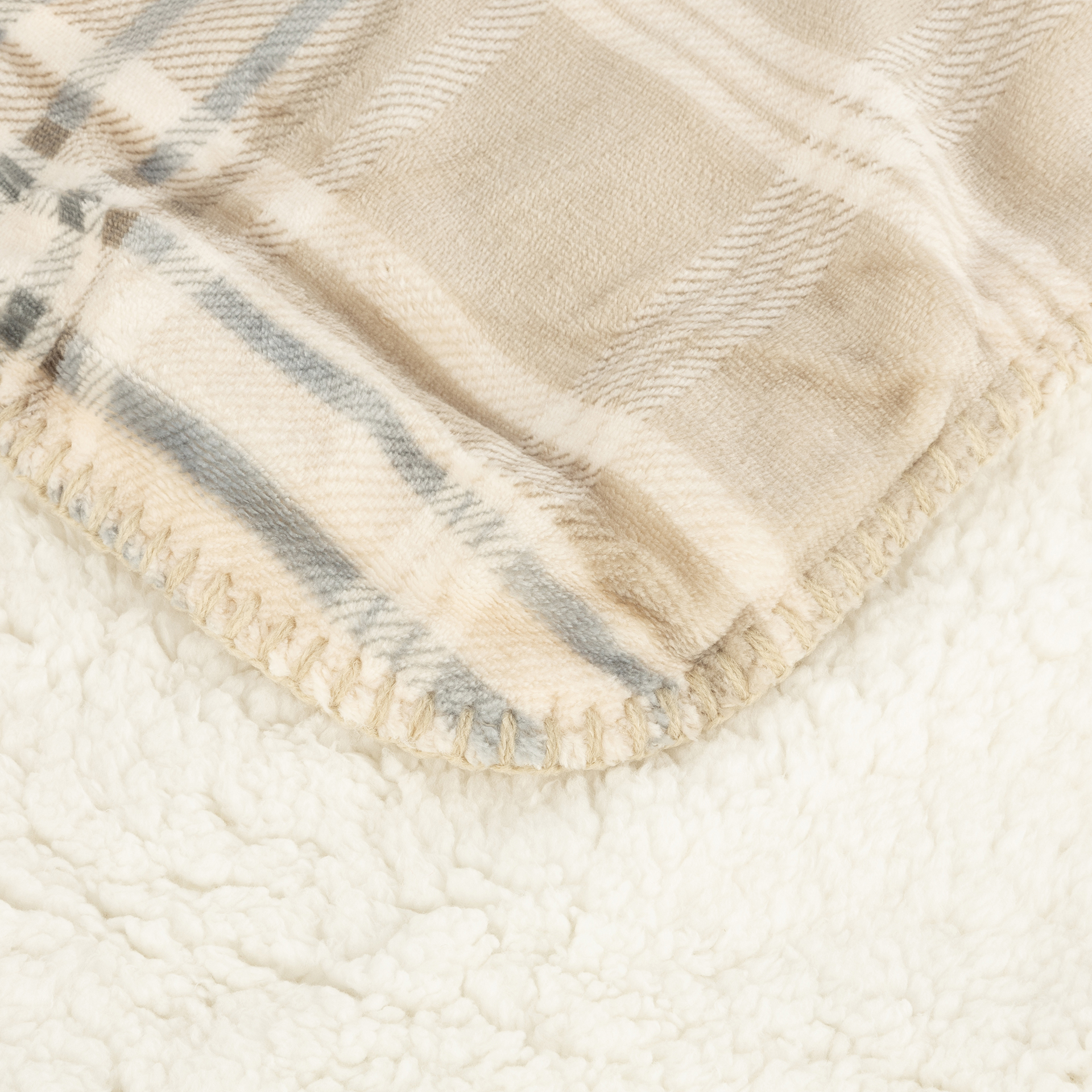 Manta de poliéster beige Tartán 130x170cm