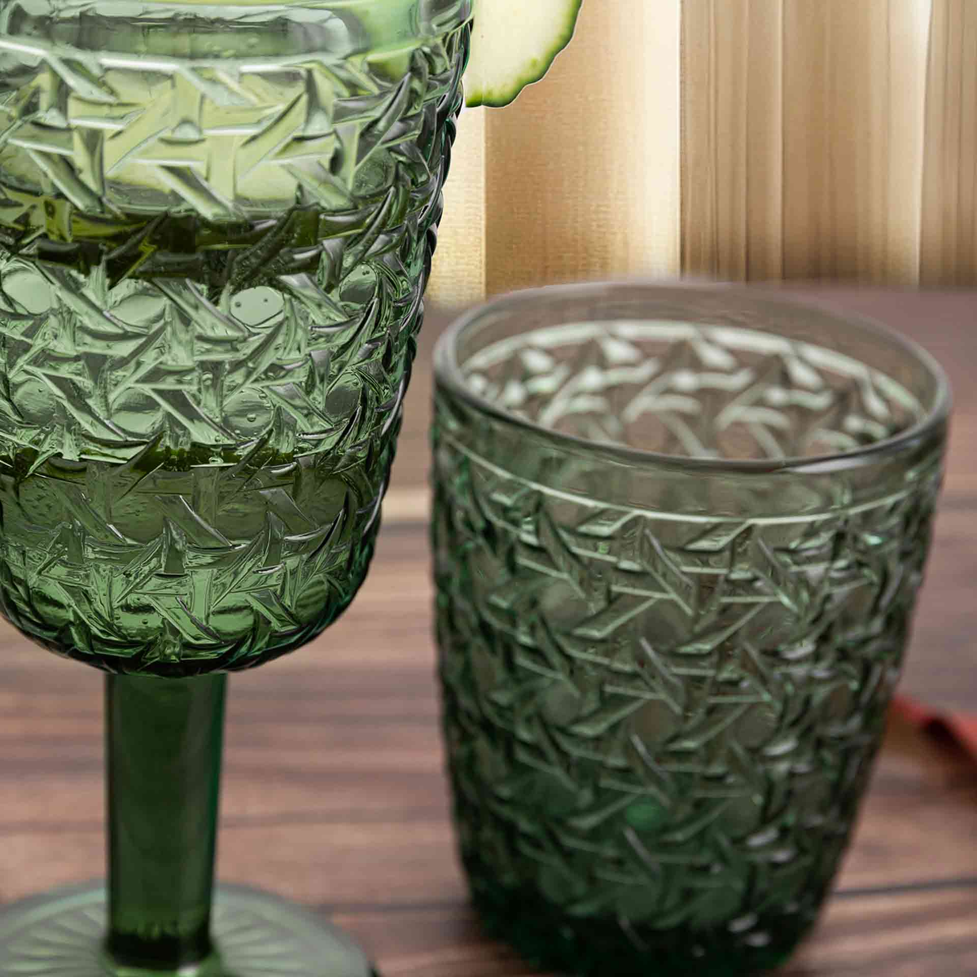 Vaso bajo de vidrio verde Jadea 30cl