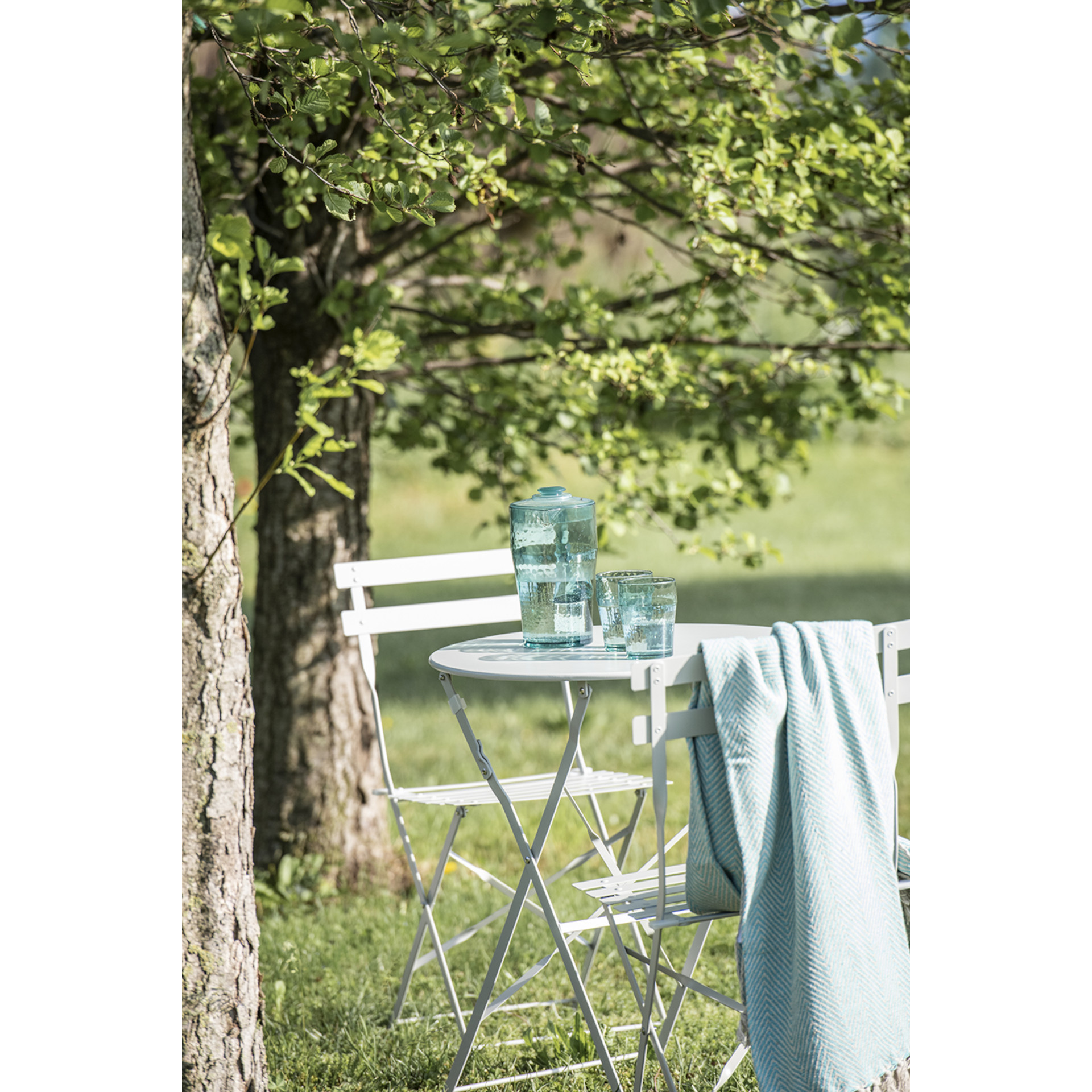 Conjunto de jard&iacute;n mesa con dos sillas gris claro Bistro &Oslash;60cm