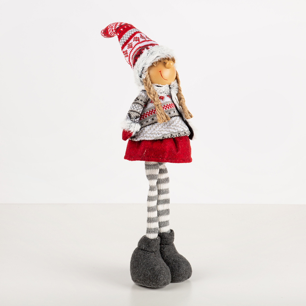 Figura decorativa Muñeco niña rojo y gris